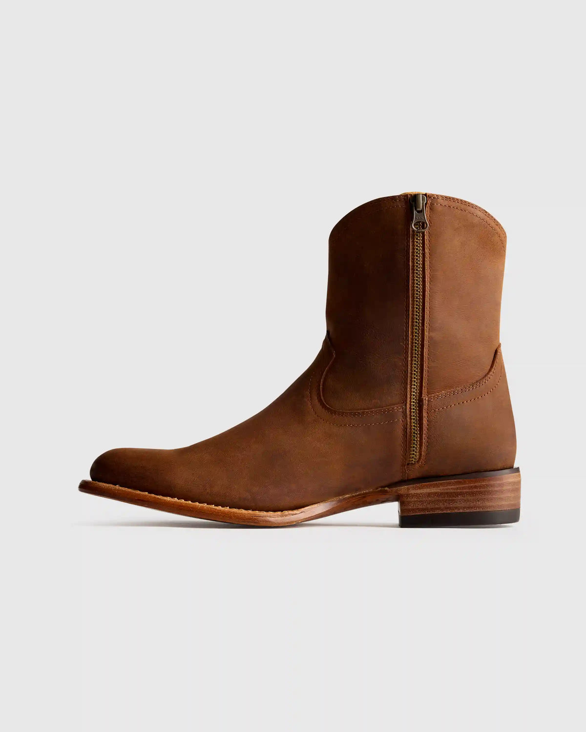 Crafted Leather Western Zip Boot