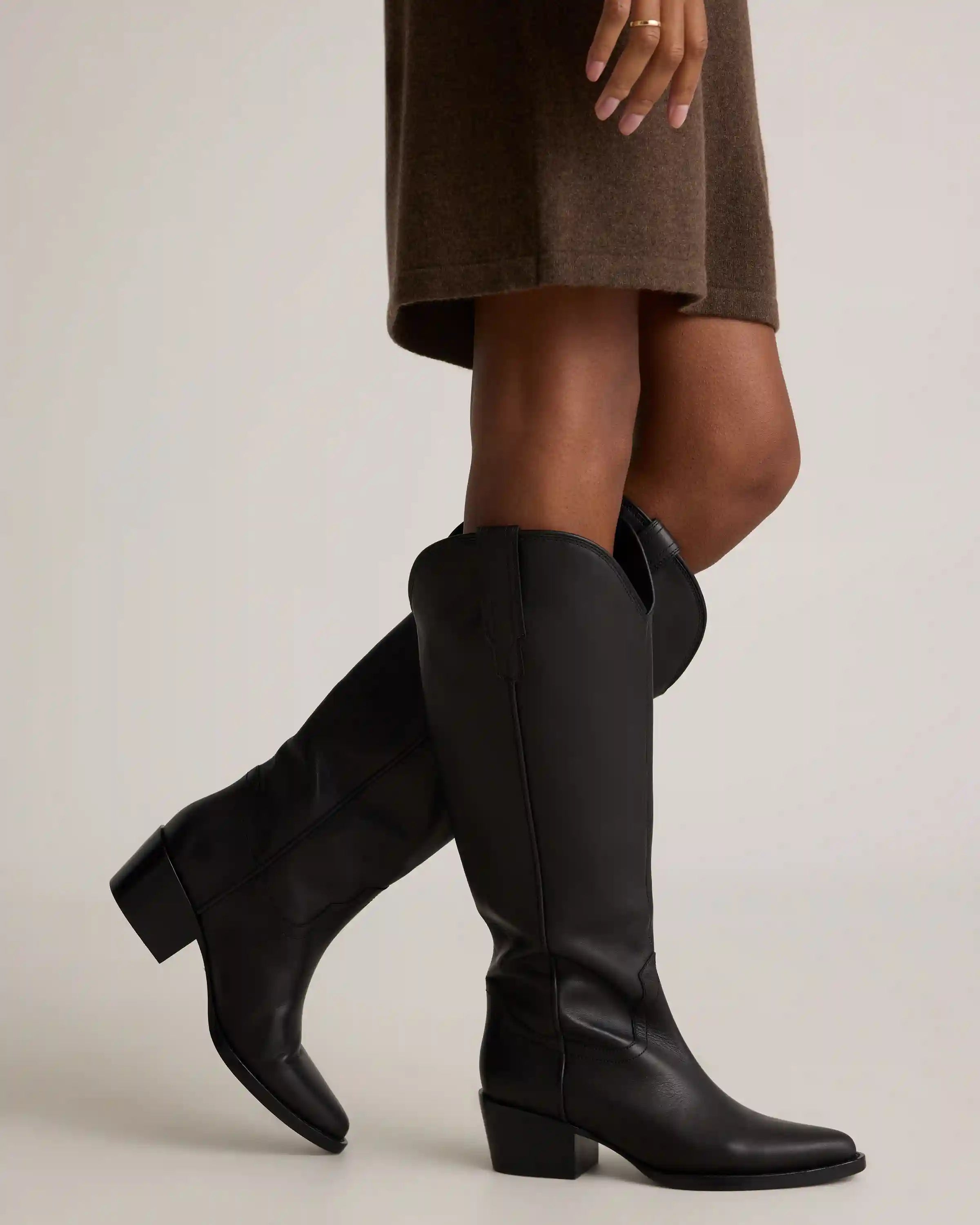 Italian Leather Tall Western Boots
