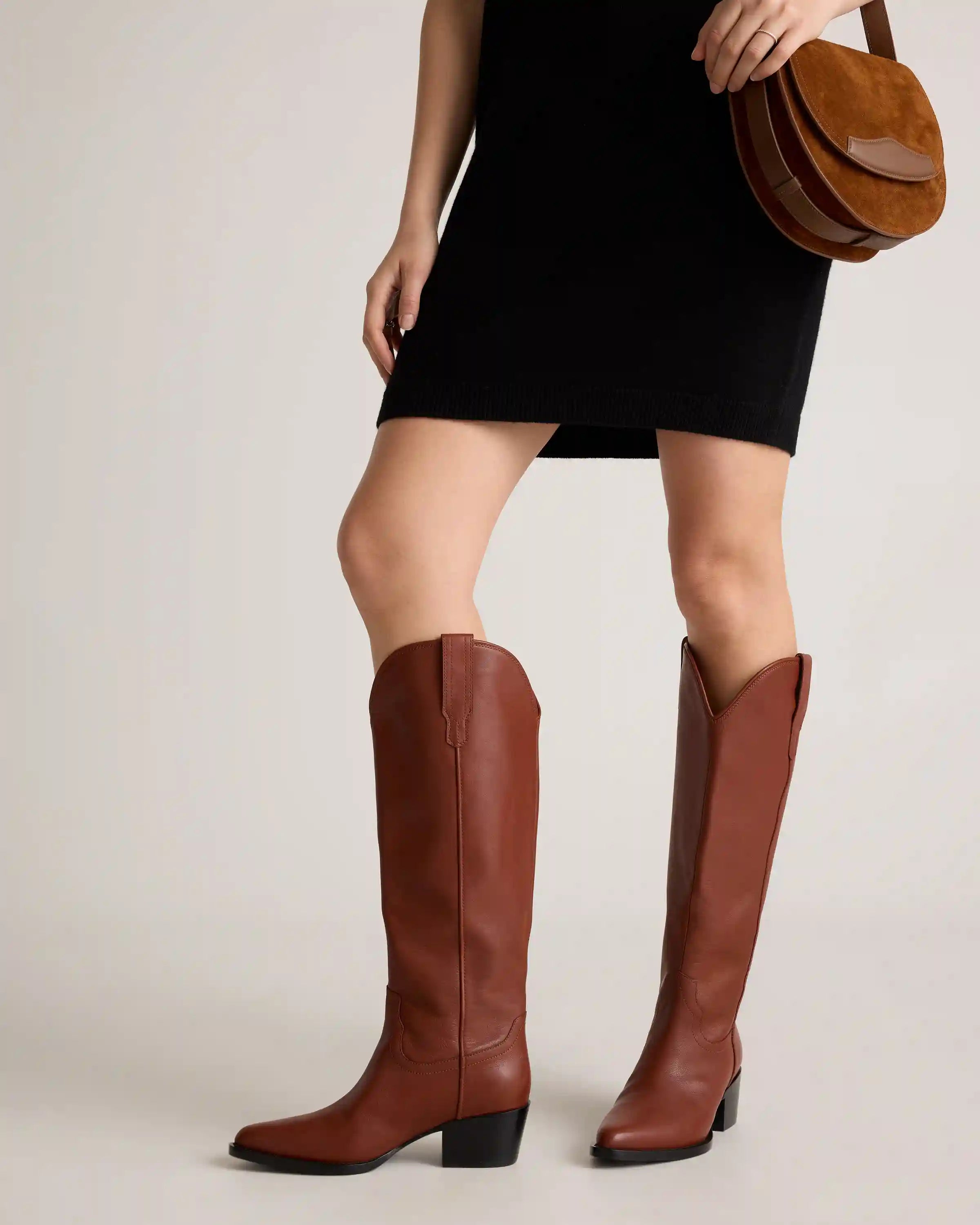 Italian Leather Tall Western Boots