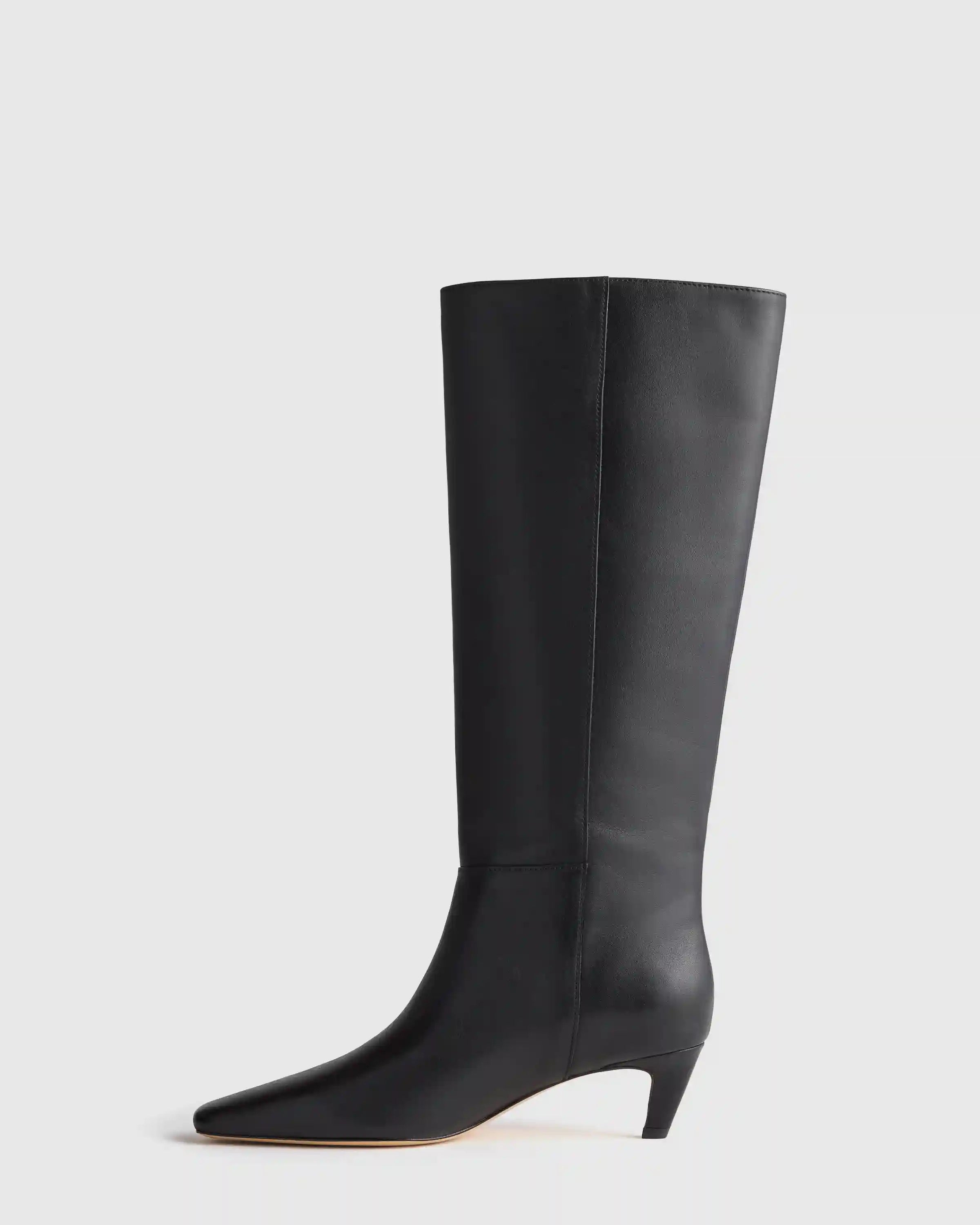 Italian Leather Tall Kitten Heel Boots