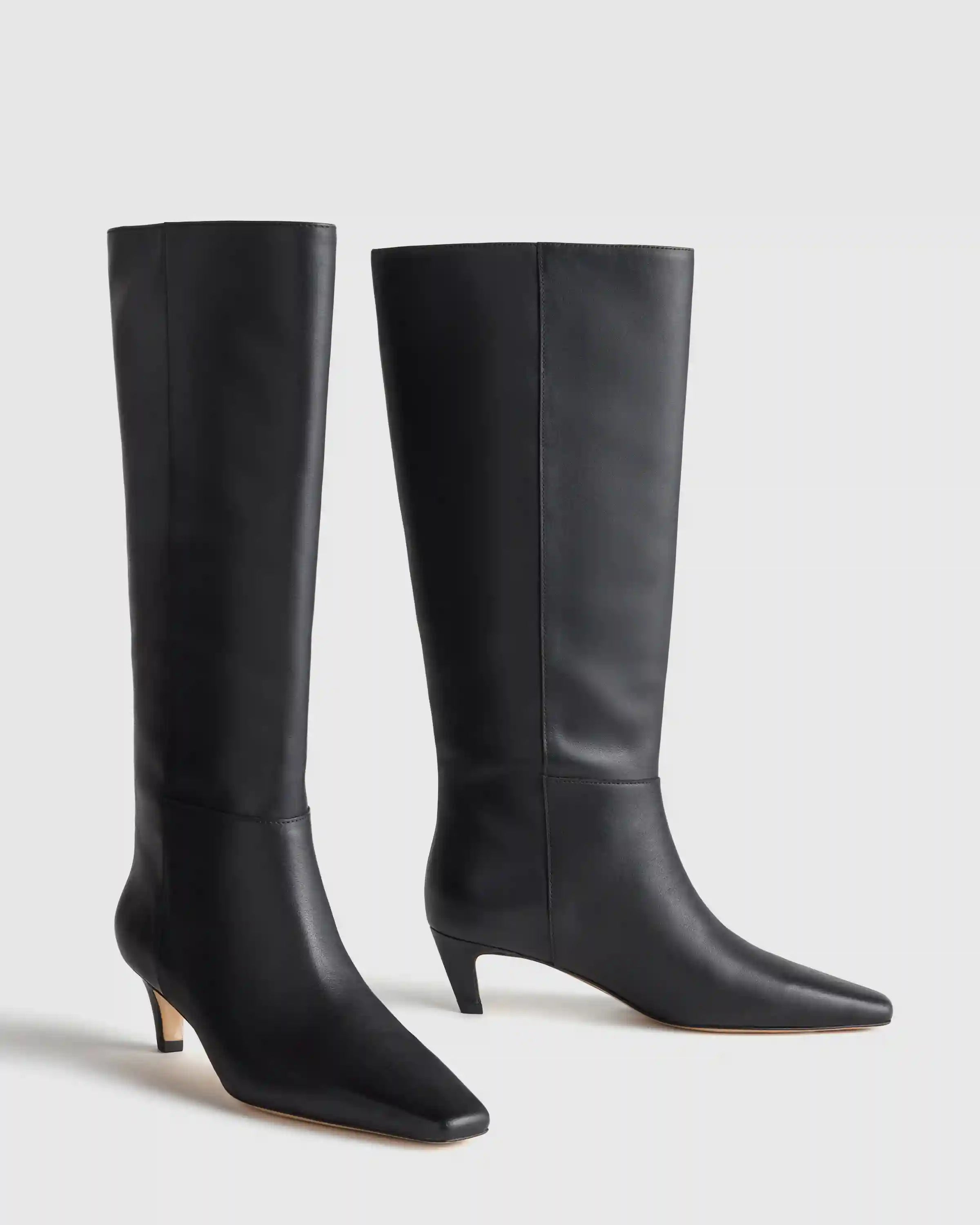 Italian Leather Tall Kitten Heel Boots