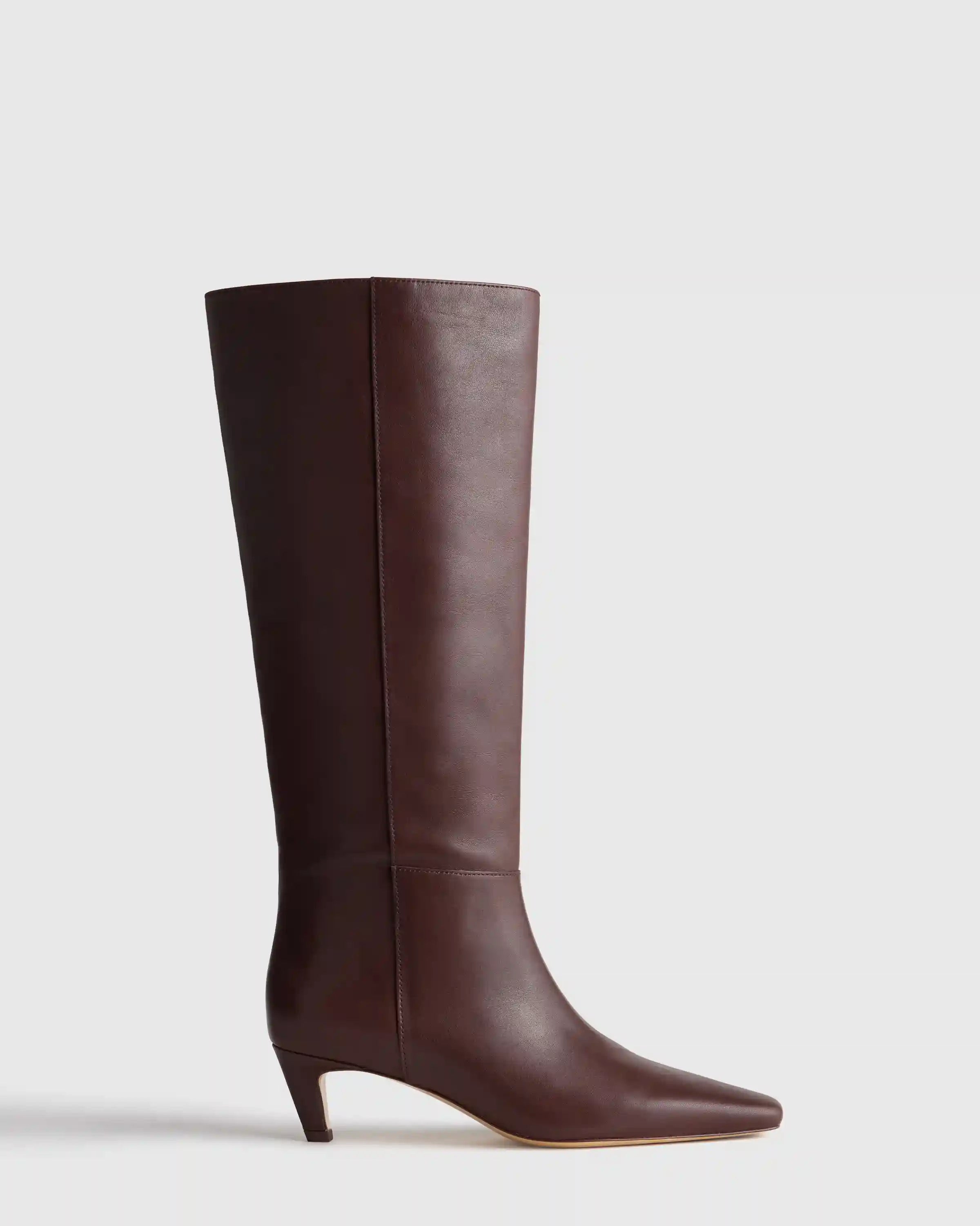 Italian Leather Tall Kitten Heel Boots