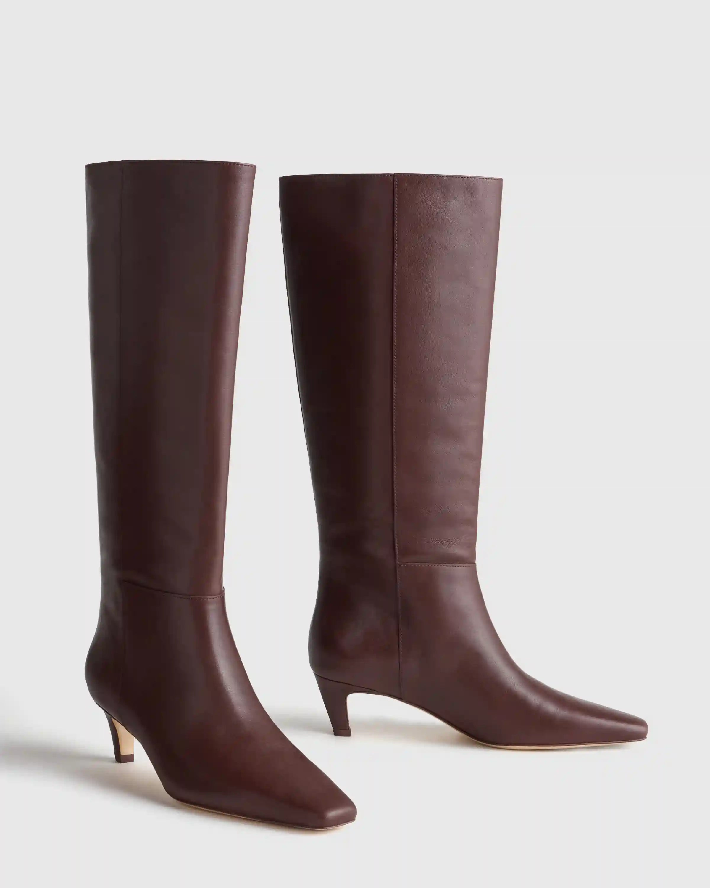 Italian Leather Tall Kitten Heel Boots