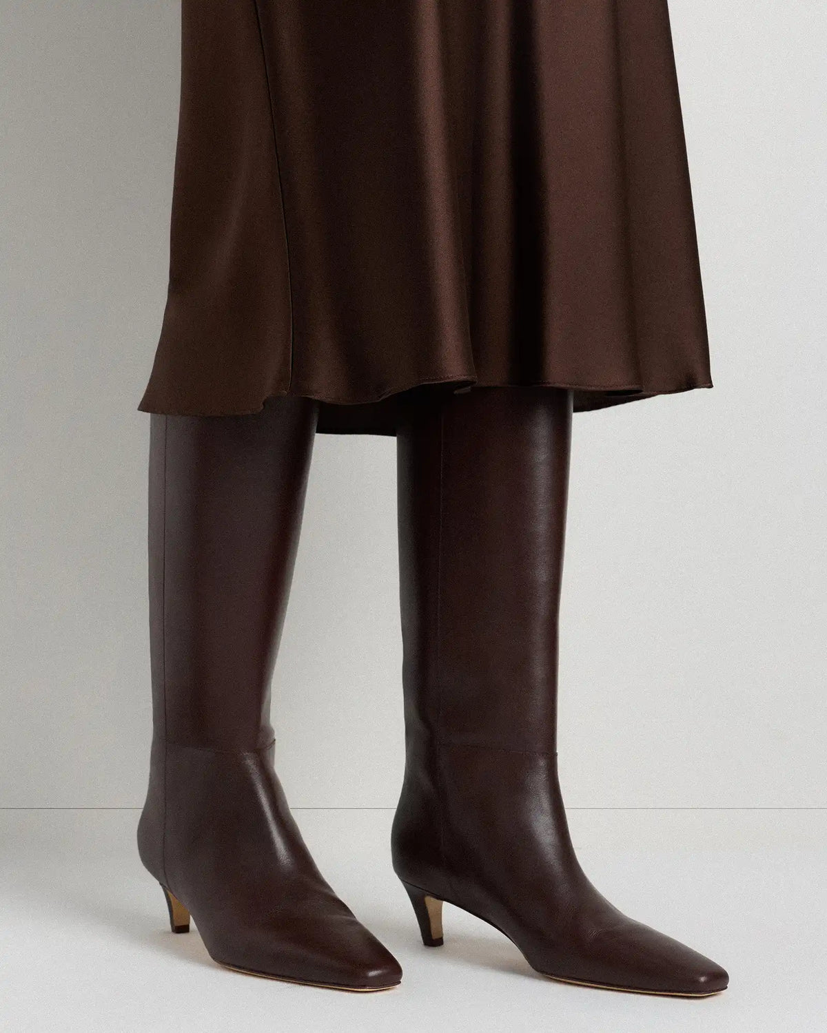 Italian Leather Tall Kitten Heel Boots