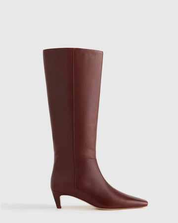 Italian Leather Tall Kitten Heel Boots