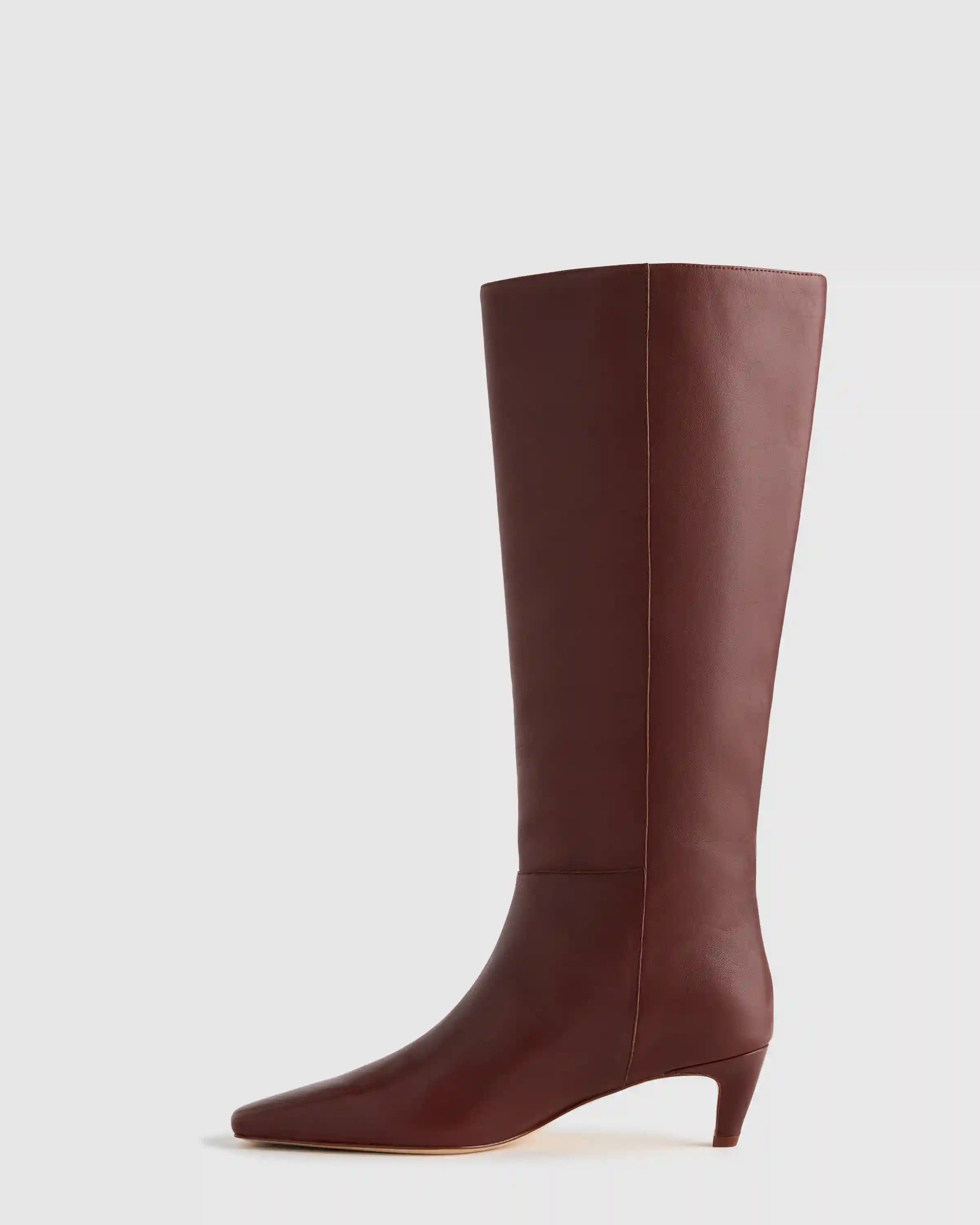 Italian Leather Tall Kitten Heel Boots