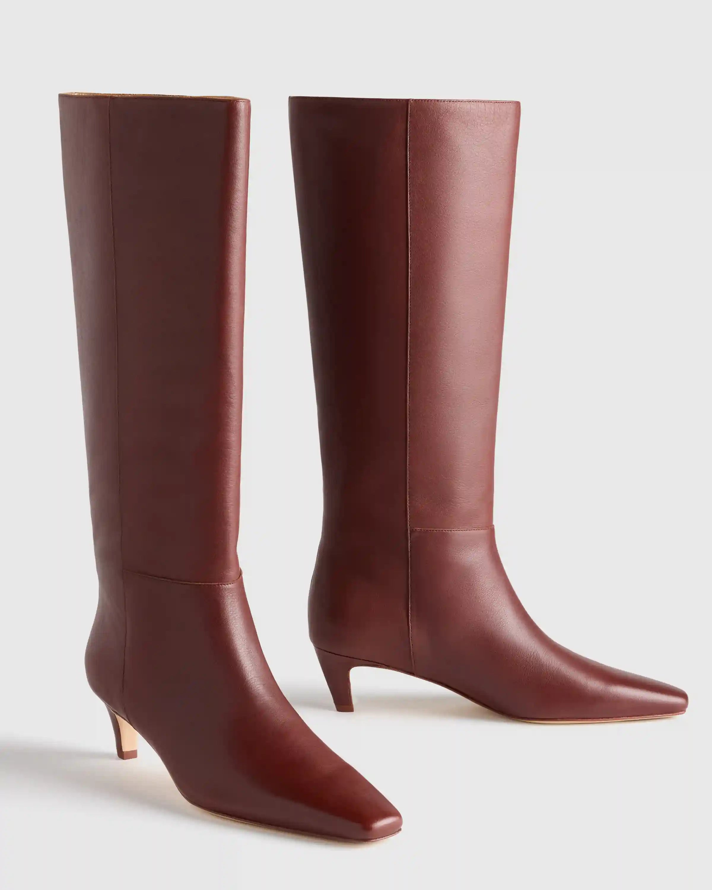 Italian Leather Tall Kitten Heel Boots