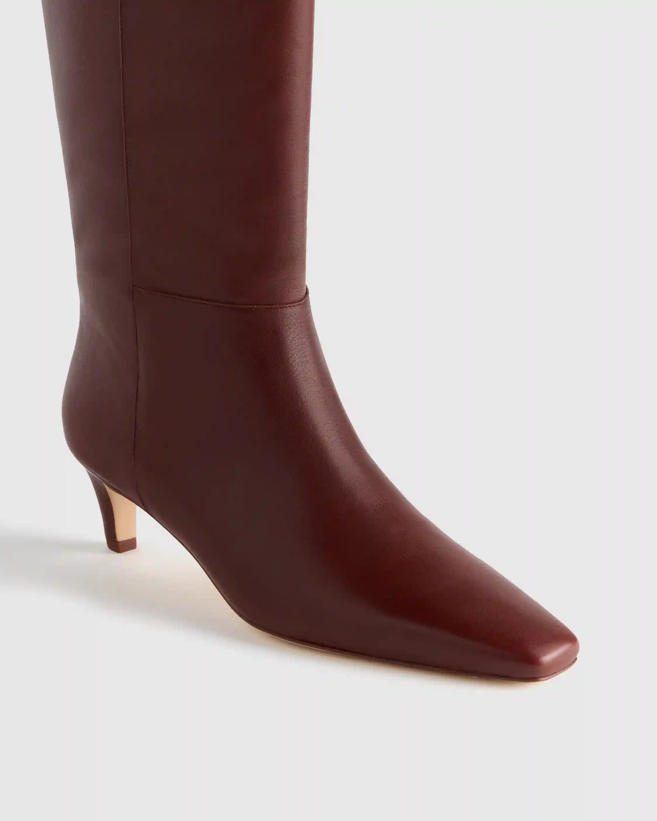 Italian Leather Tall Kitten Heel Boots
