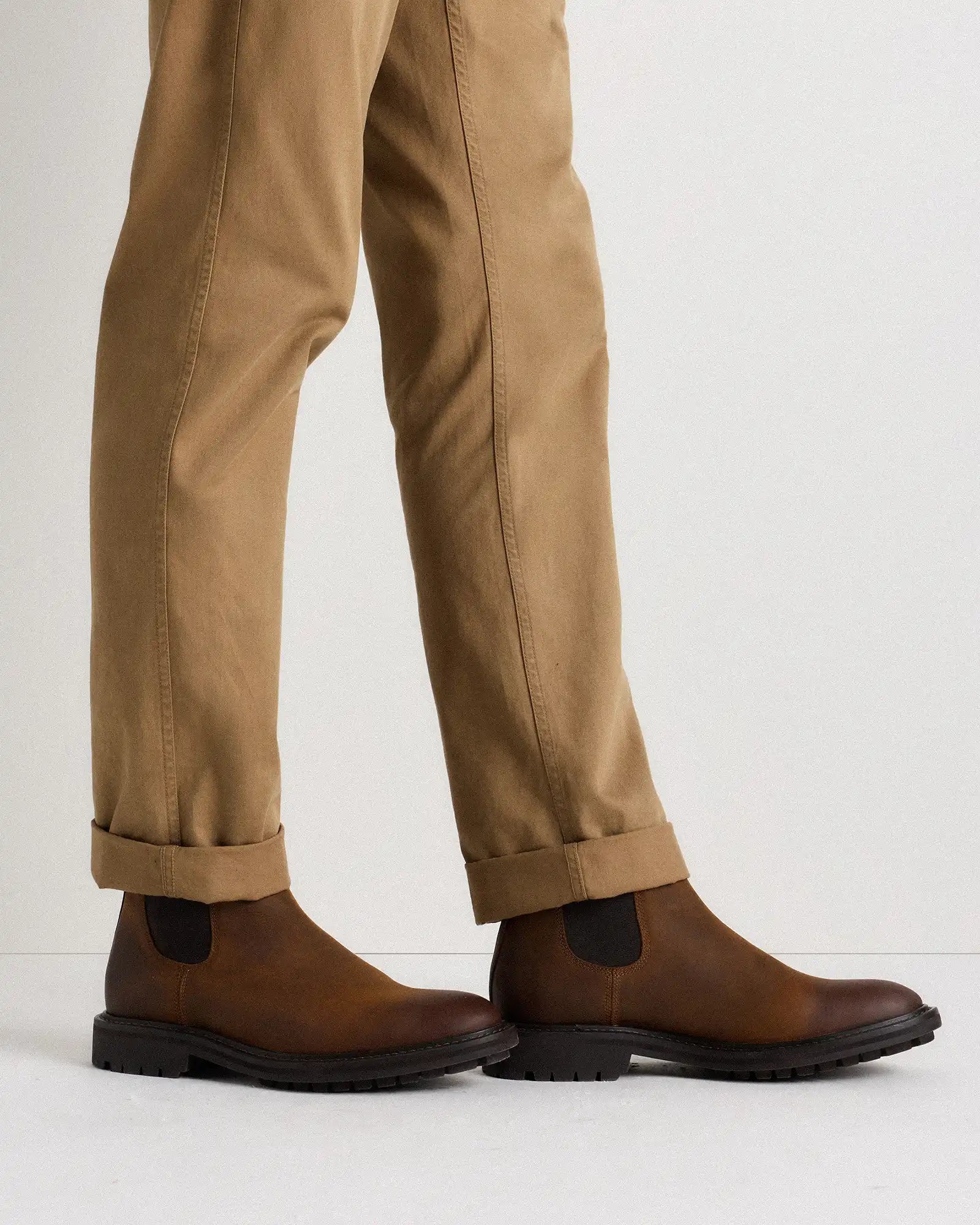 Rugged Leather Lug Sole Chelsea Boot