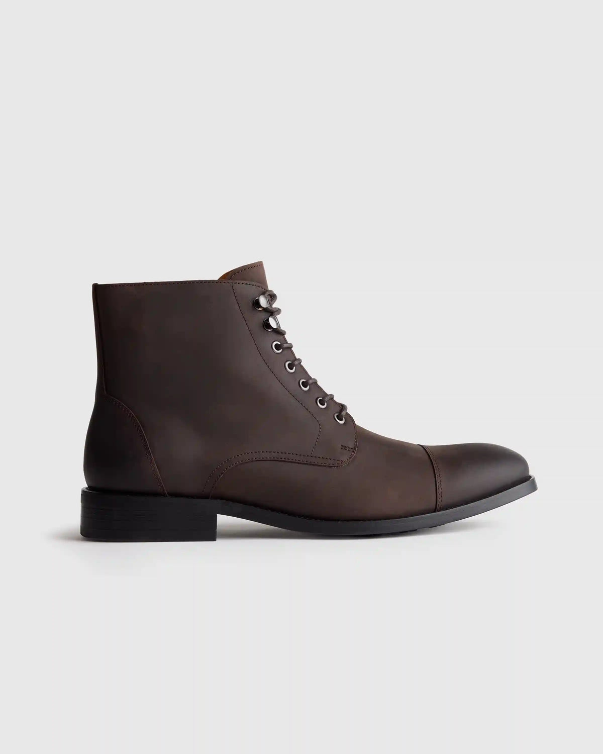 Crafted Leather Cap Toe Lace Up Boot