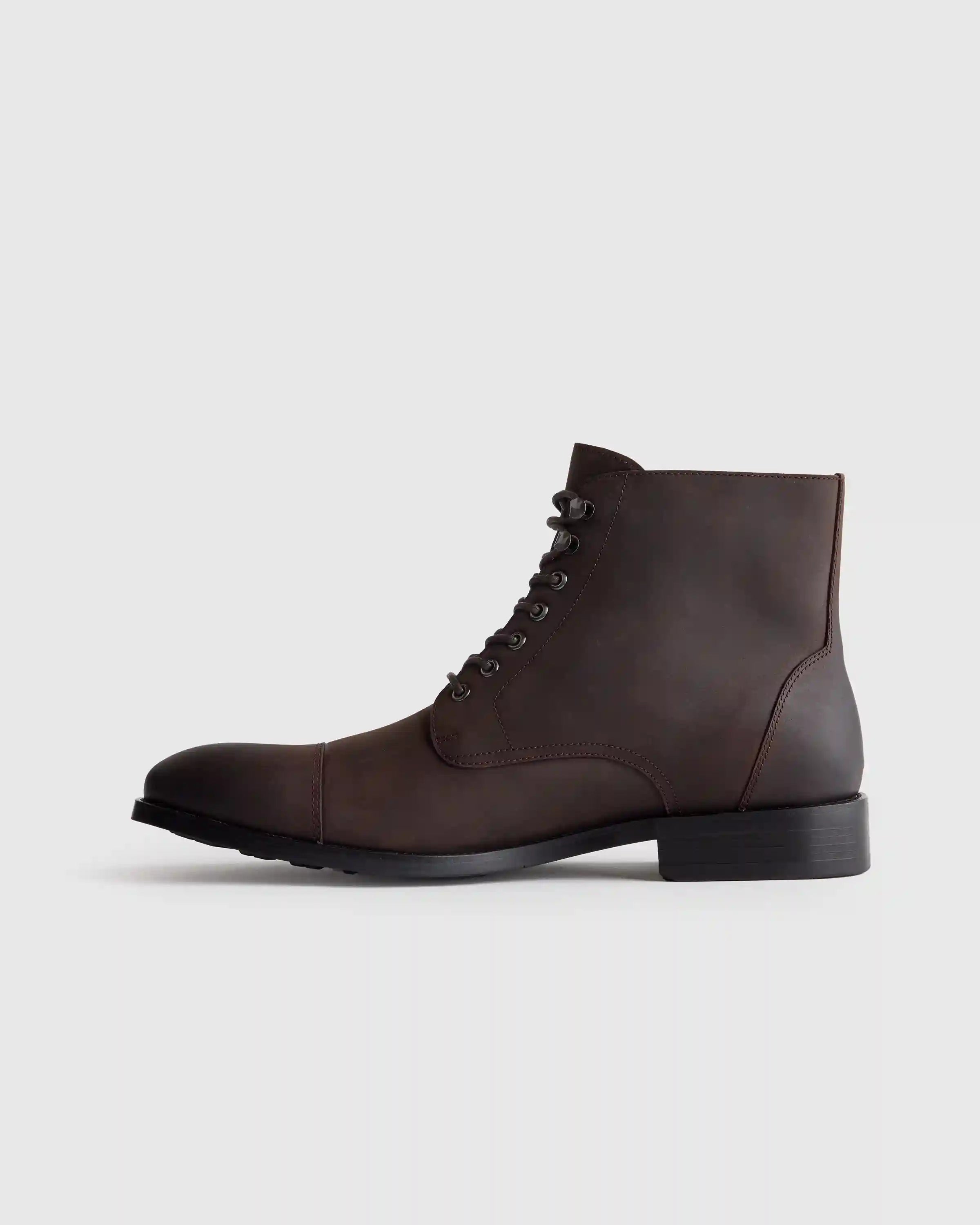 Crafted Leather Cap Toe Lace Up Boot