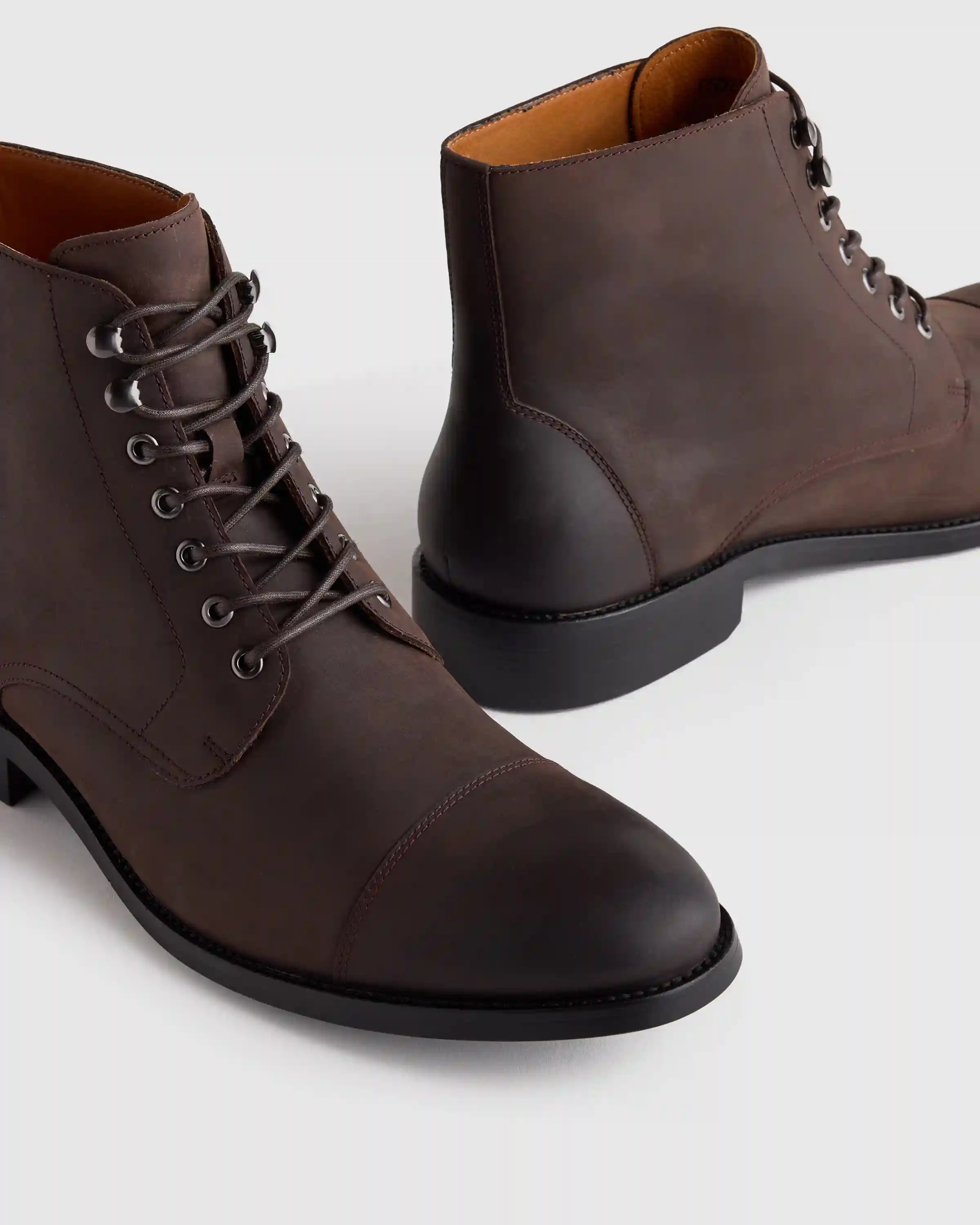 Crafted Leather Cap Toe Lace Up Boot