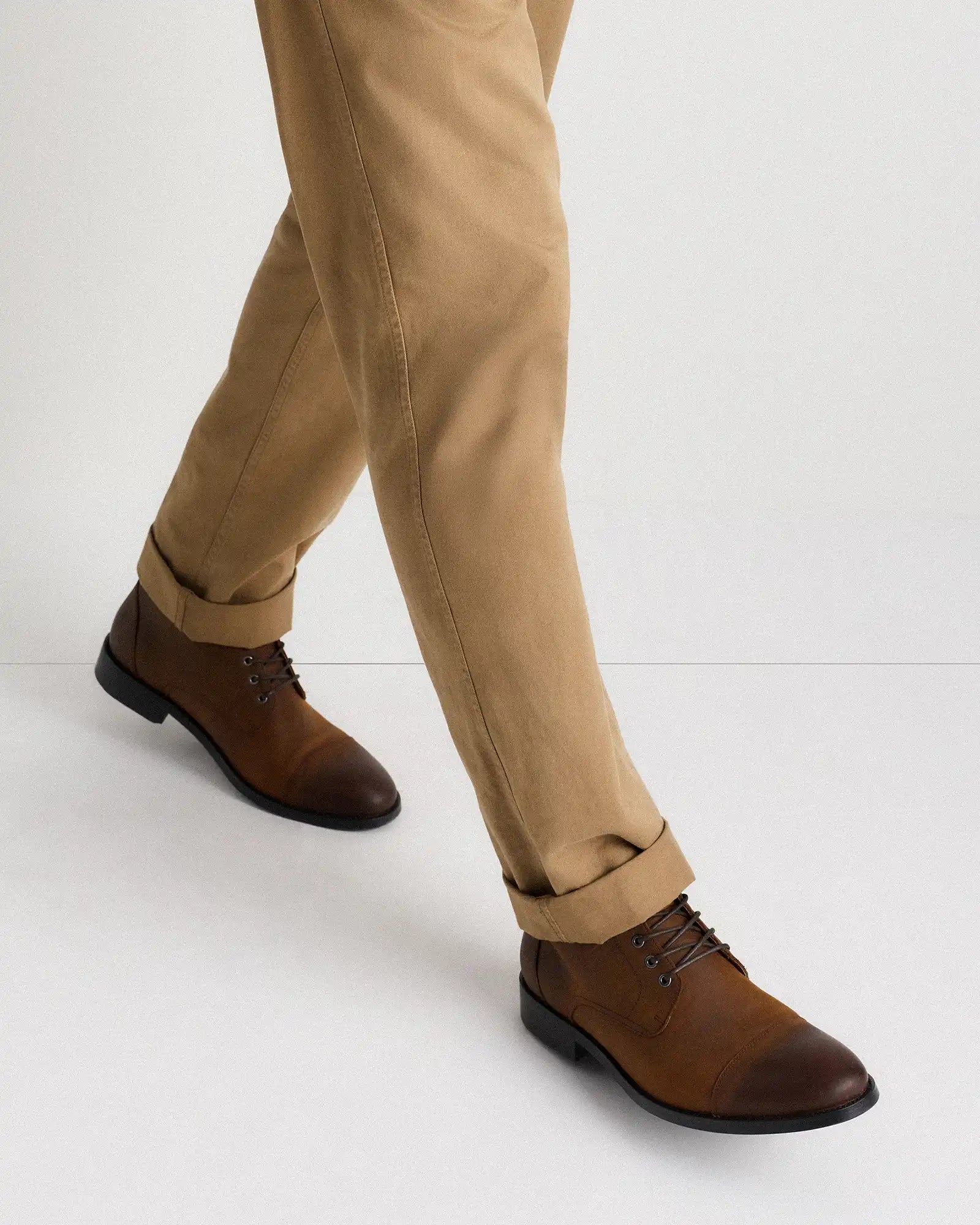 Crafted Leather Cap Toe Lace Up Boot