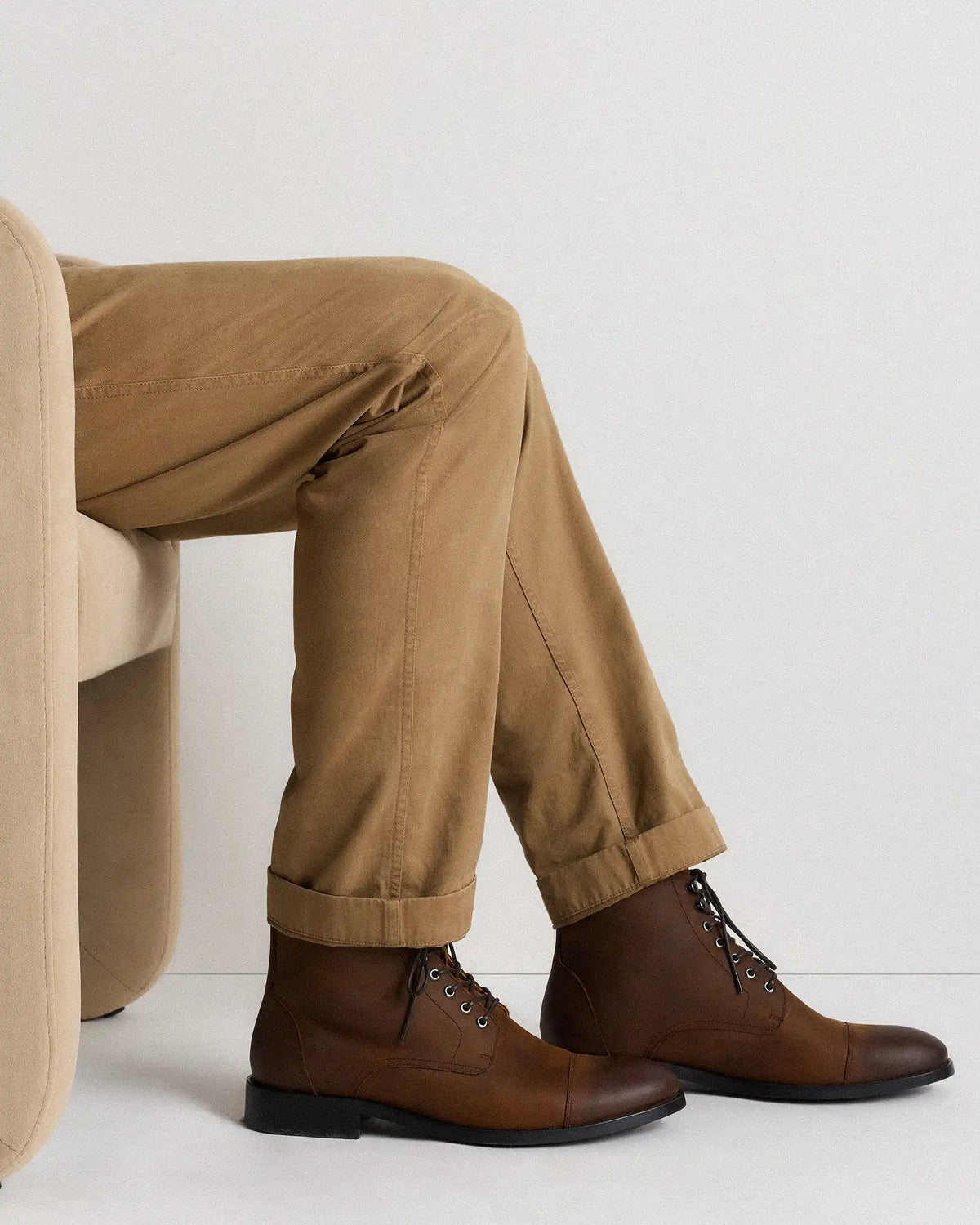 Crafted Leather Cap Toe Lace Up Boot