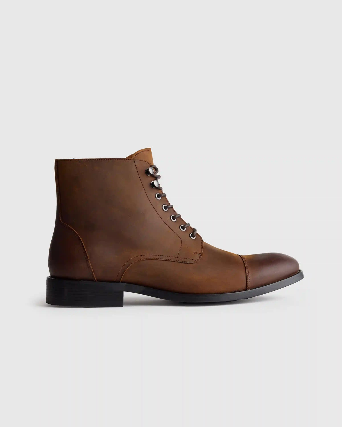 Crafted Leather Cap Toe Lace Up Boot