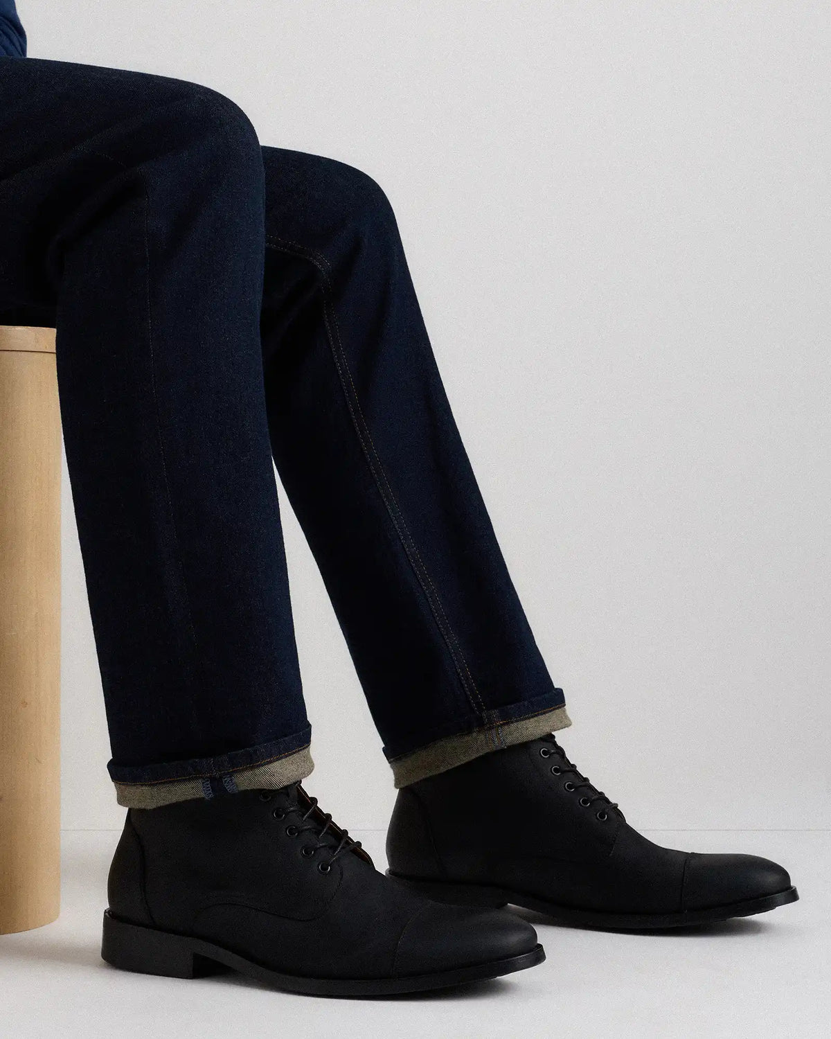 Crafted Leather Cap Toe Lace Up Boot
