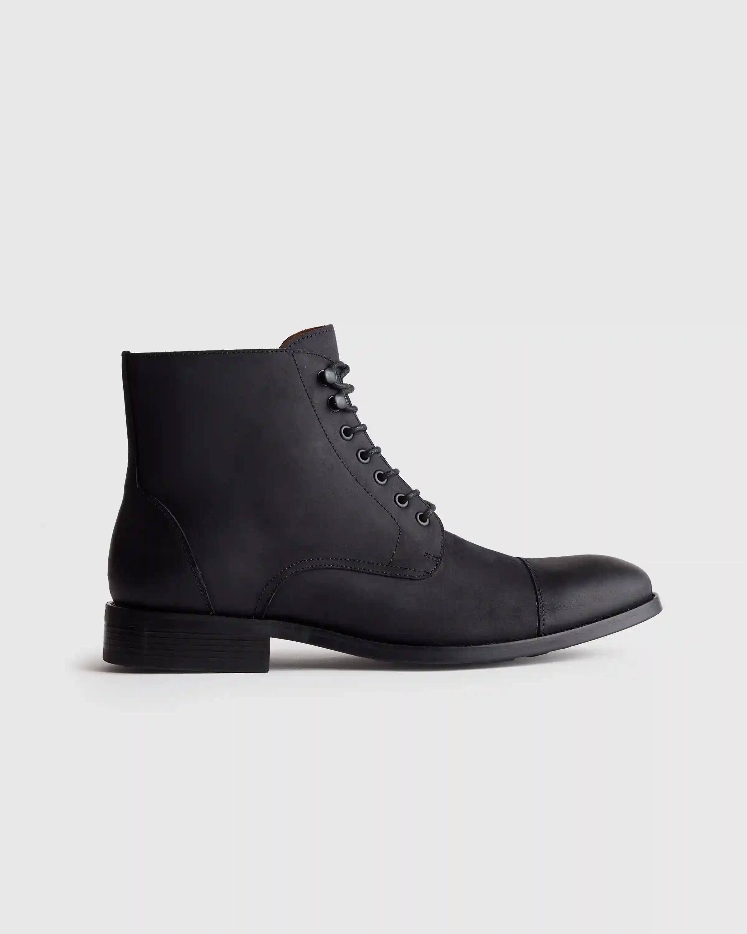Crafted Leather Cap Toe Lace Up Boot