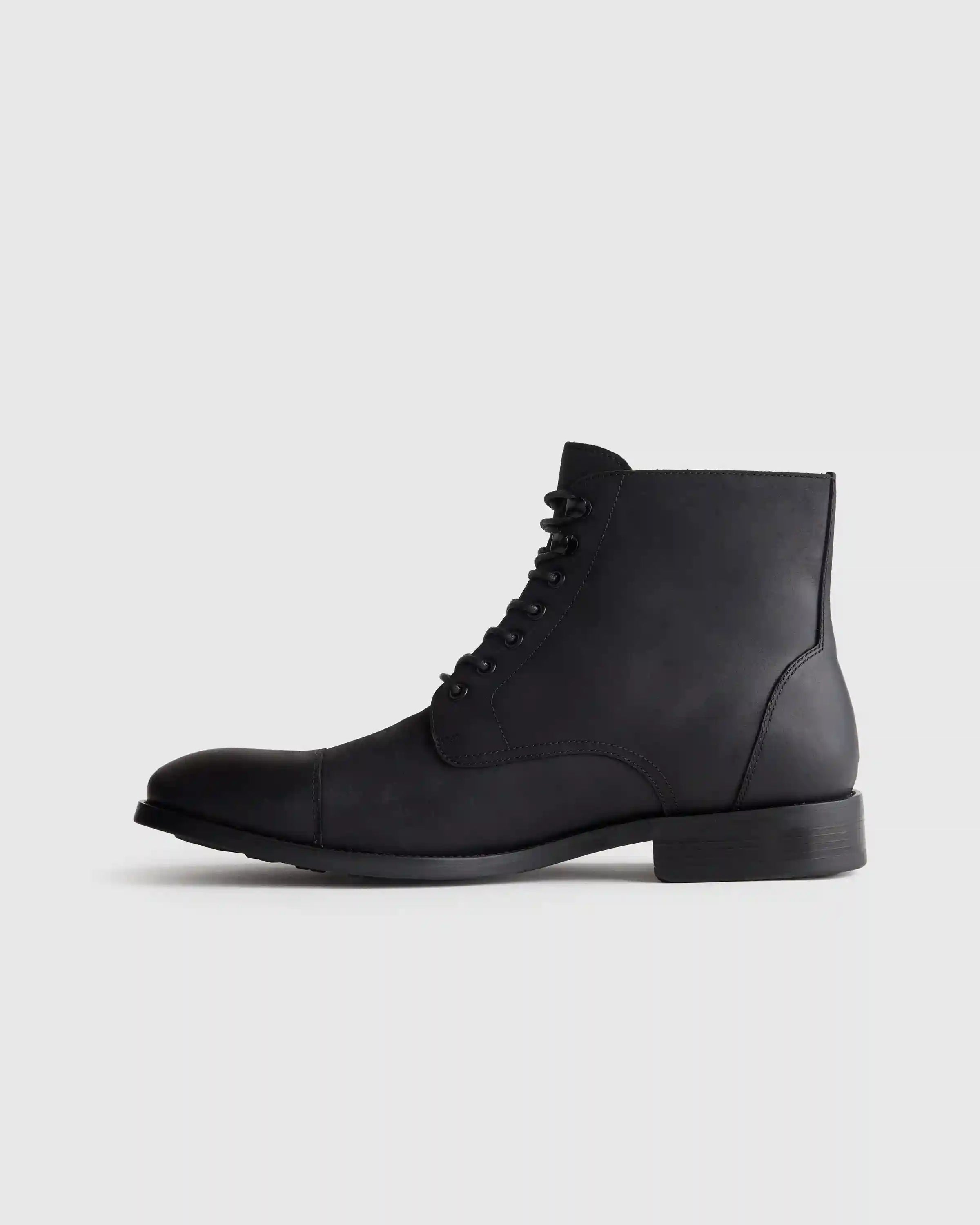 Crafted Leather Cap Toe Lace Up Boot