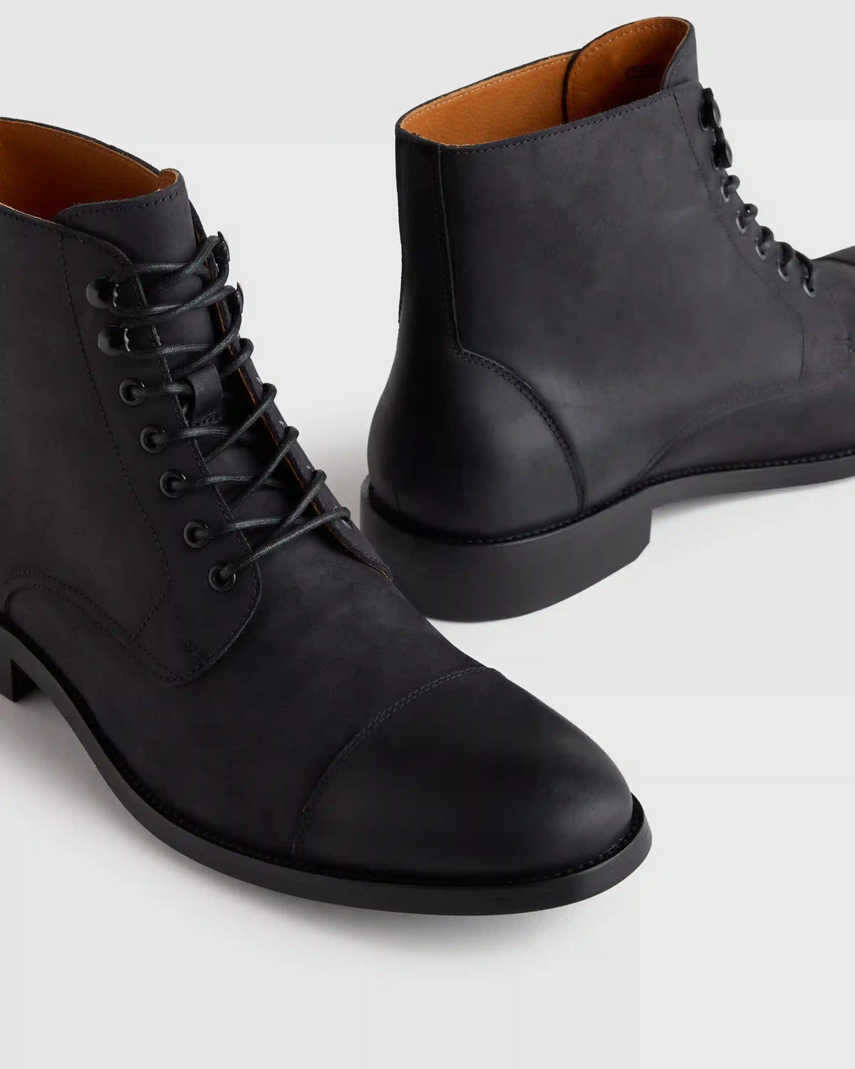 Crafted Leather Cap Toe Lace Up Boot