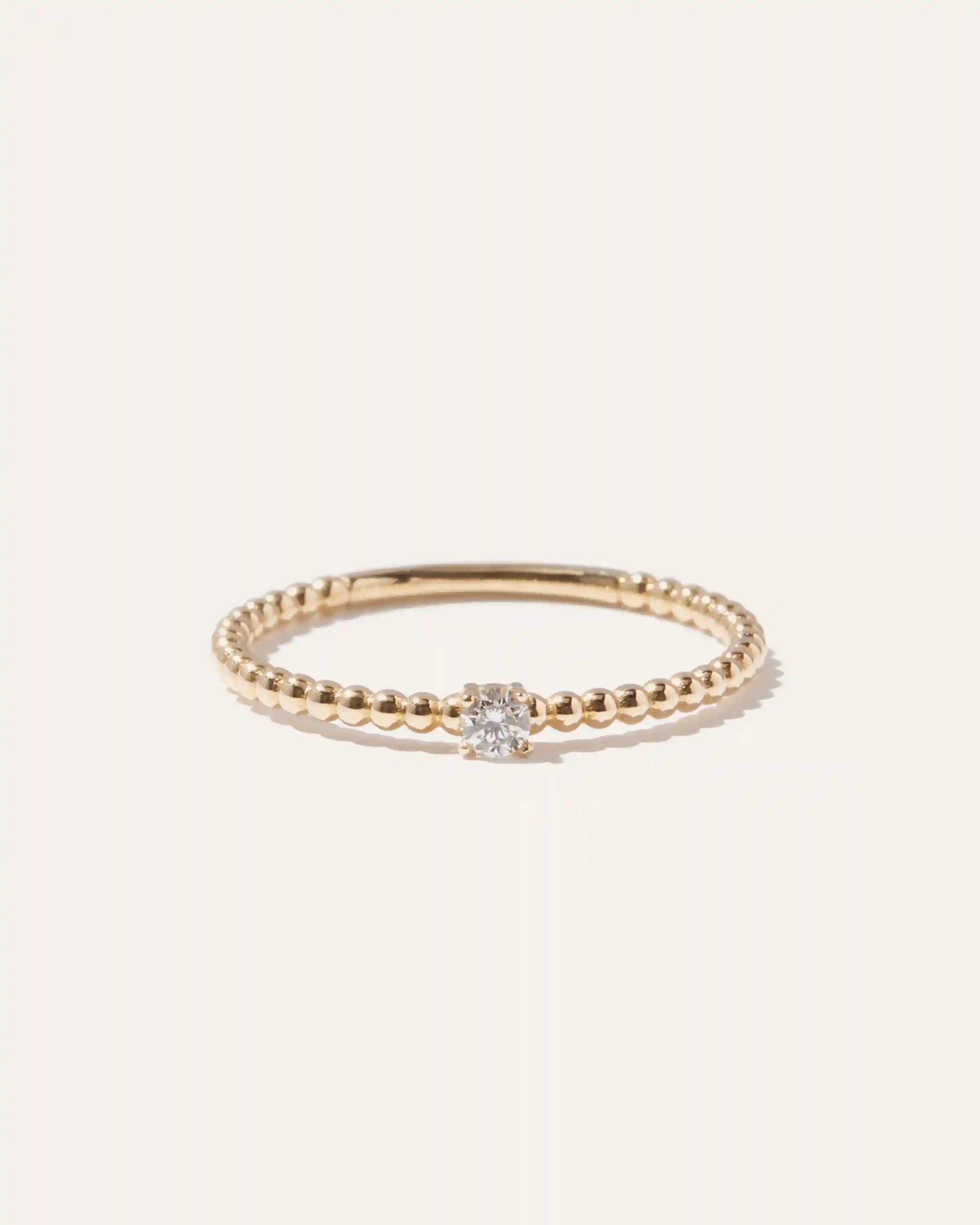14K Gold Diamond Beaded Ring