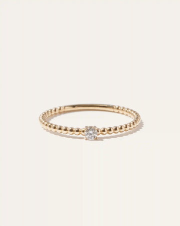 14K Gold Diamond Beaded Ring