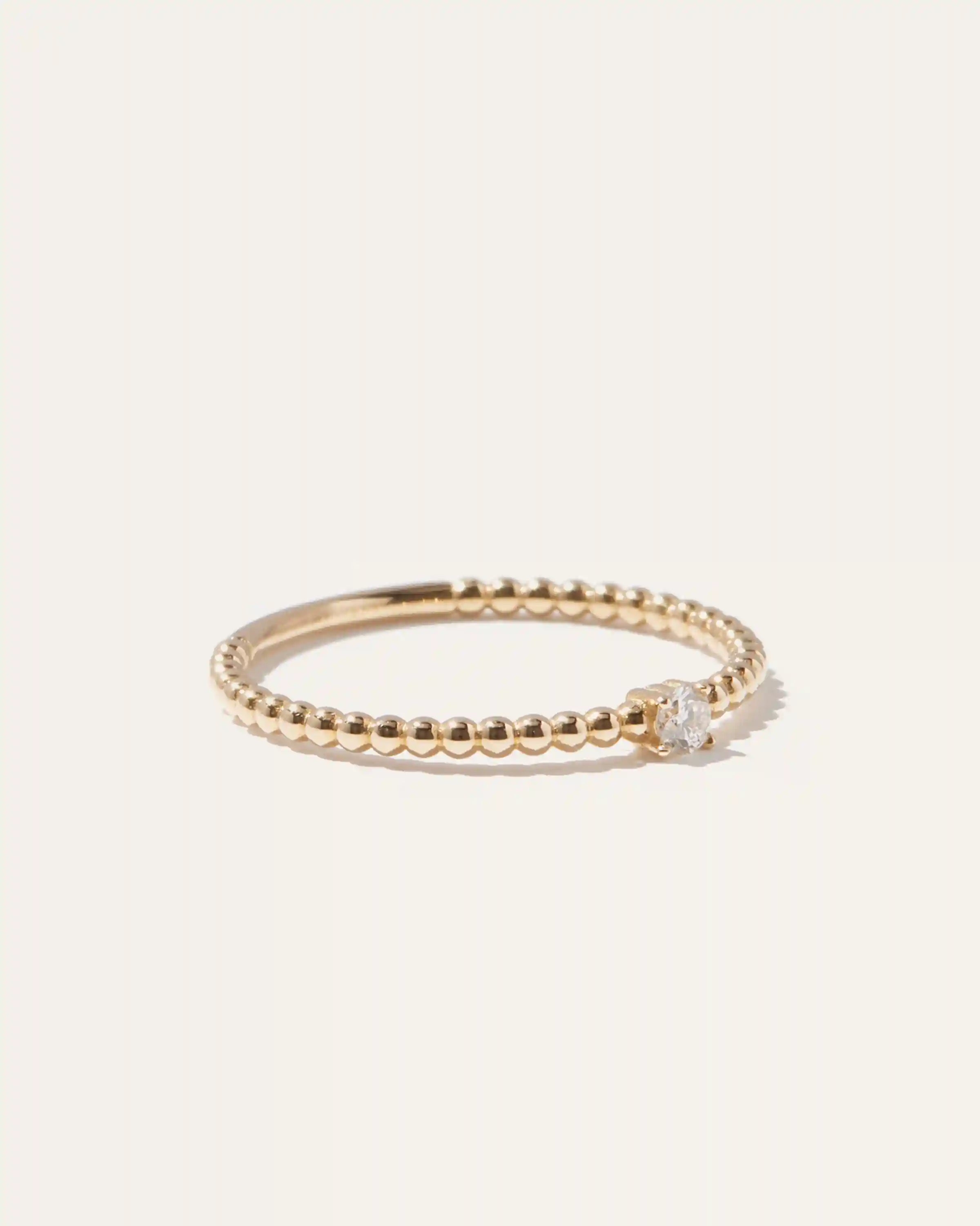 14K Gold Diamond Beaded Ring