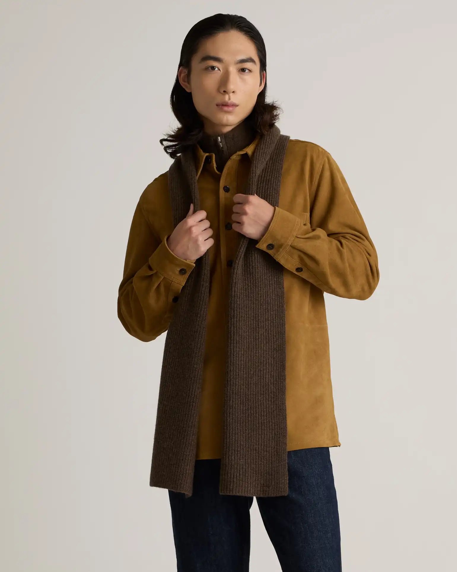 Mongolian Cashmere Ribbed Scarf
