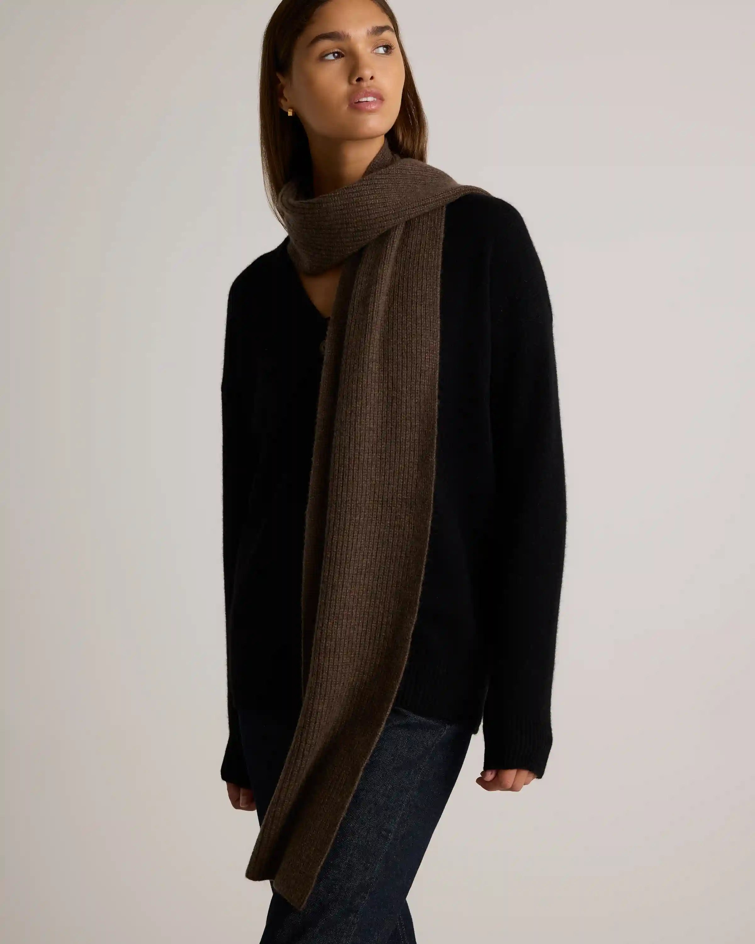 Mongolian Cashmere Ribbed Scarf