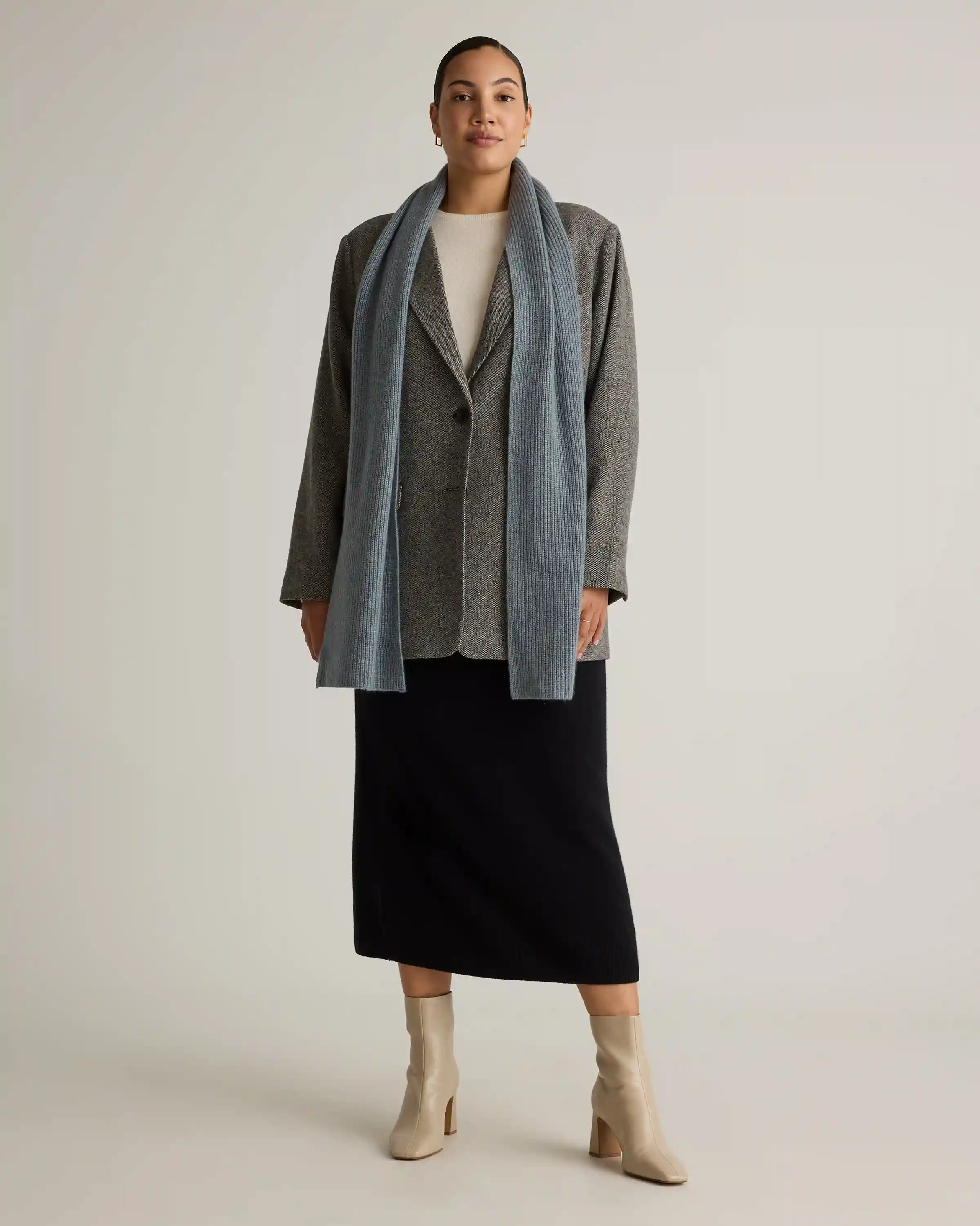 Mongolian Cashmere Ribbed Scarf