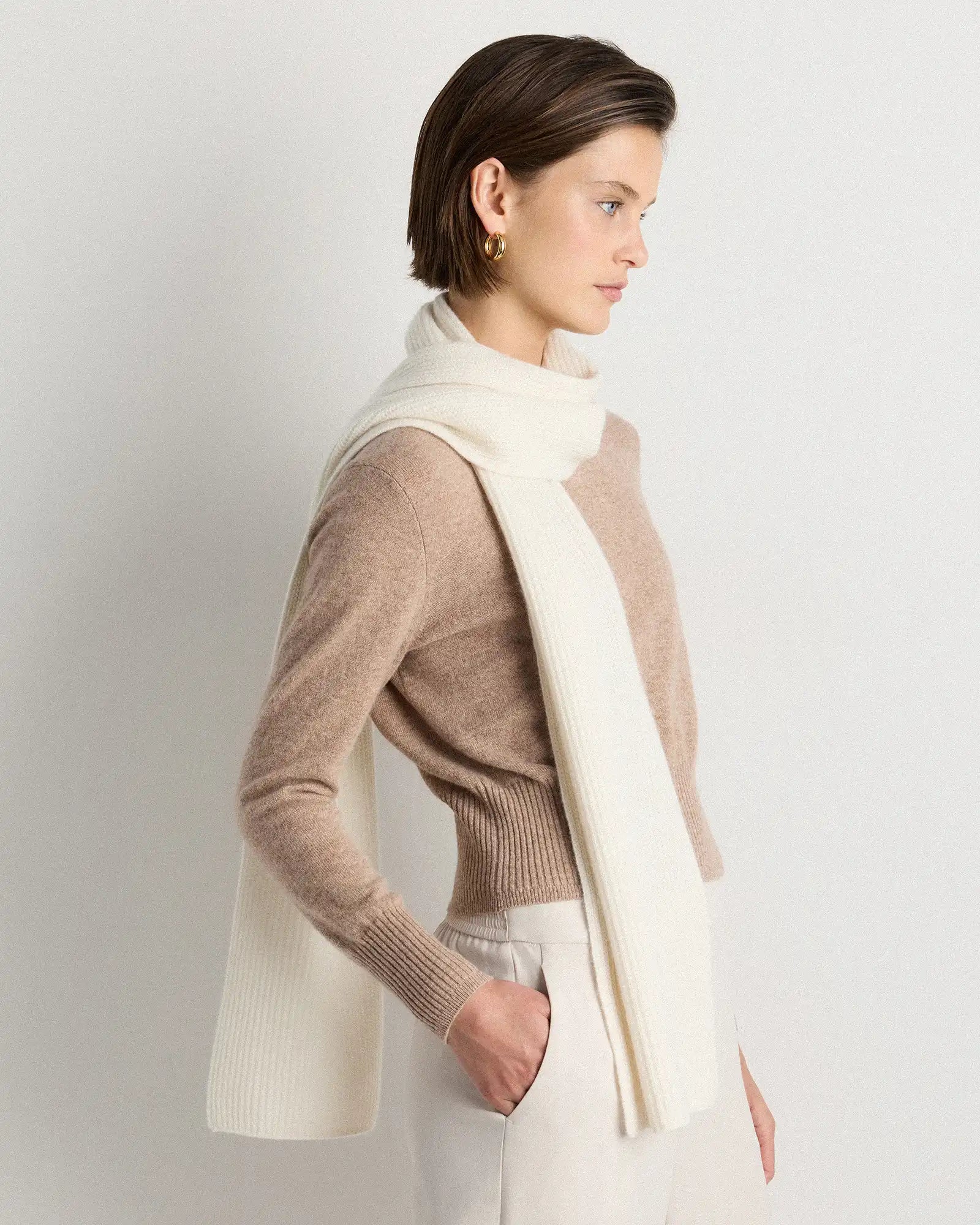 Mongolian Cashmere Ribbed Scarf