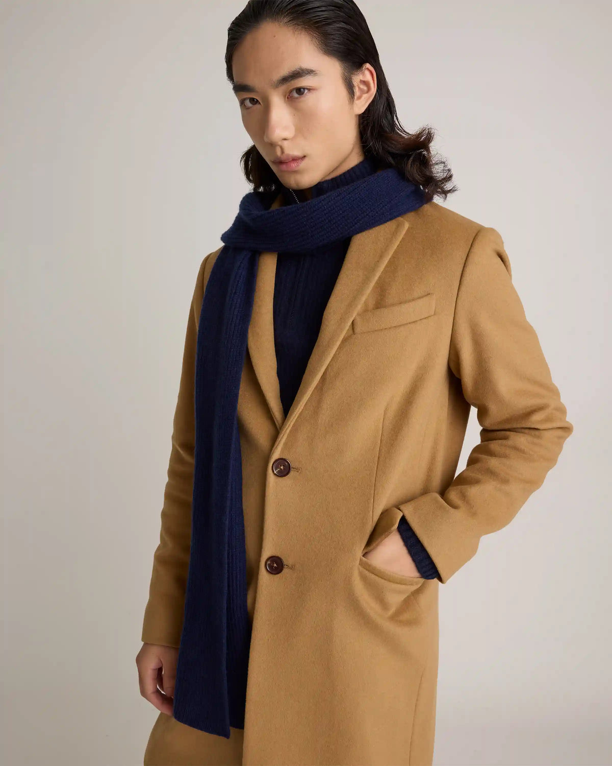 Mongolian Cashmere Ribbed Scarf