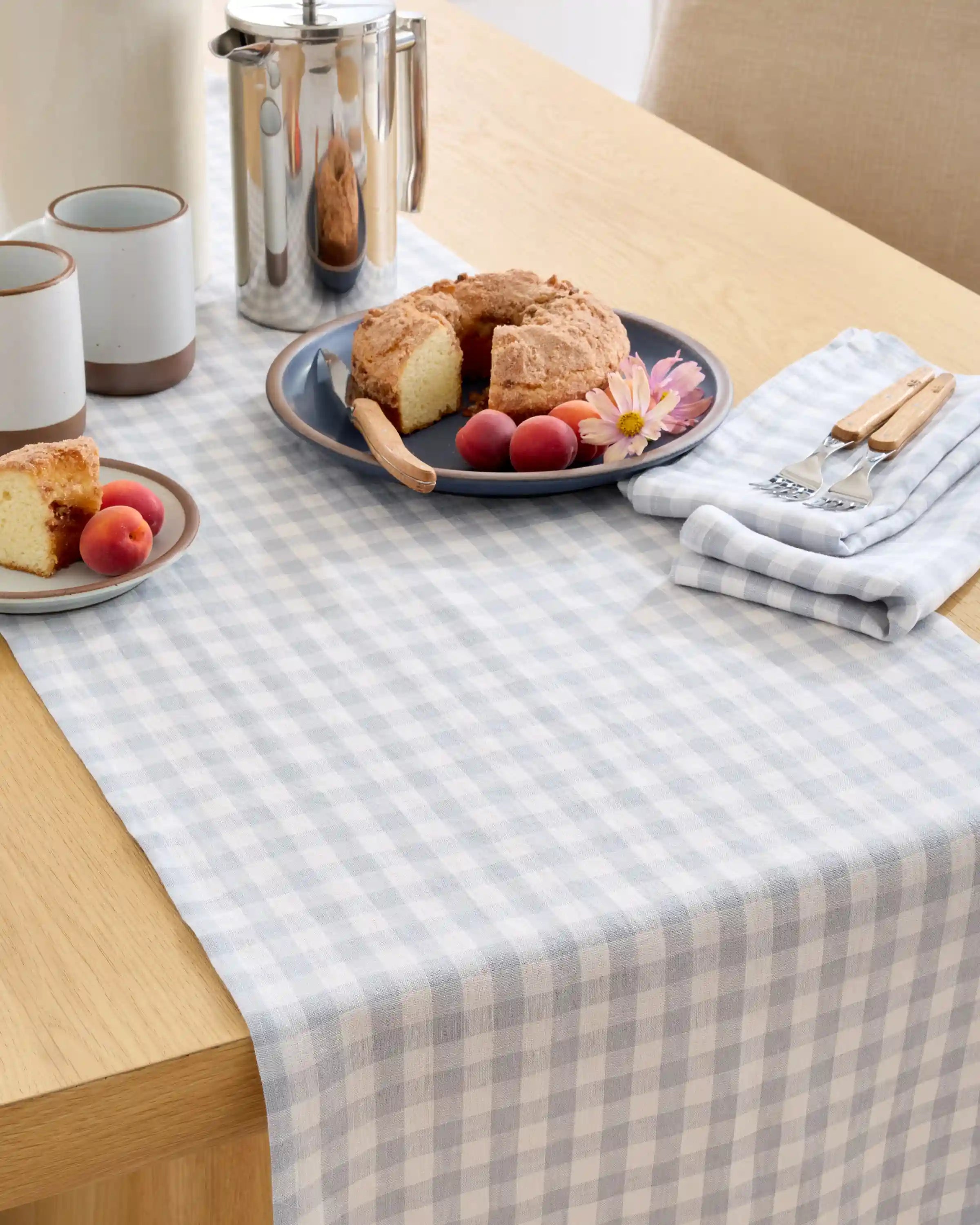 European Linen Gingham Table Runner