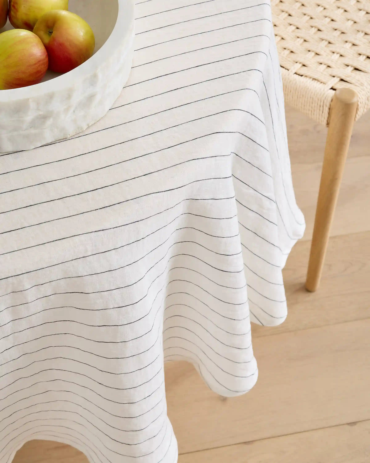 European Linen Pencil Stripe Tablecloth