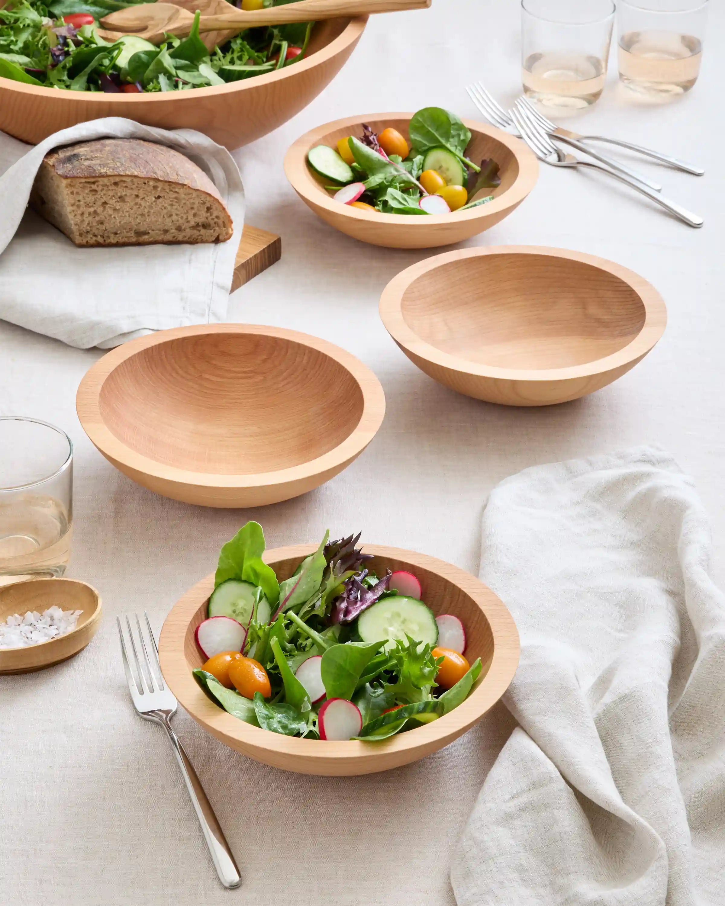 Handcrafted Wooden Bowls, Set of 4