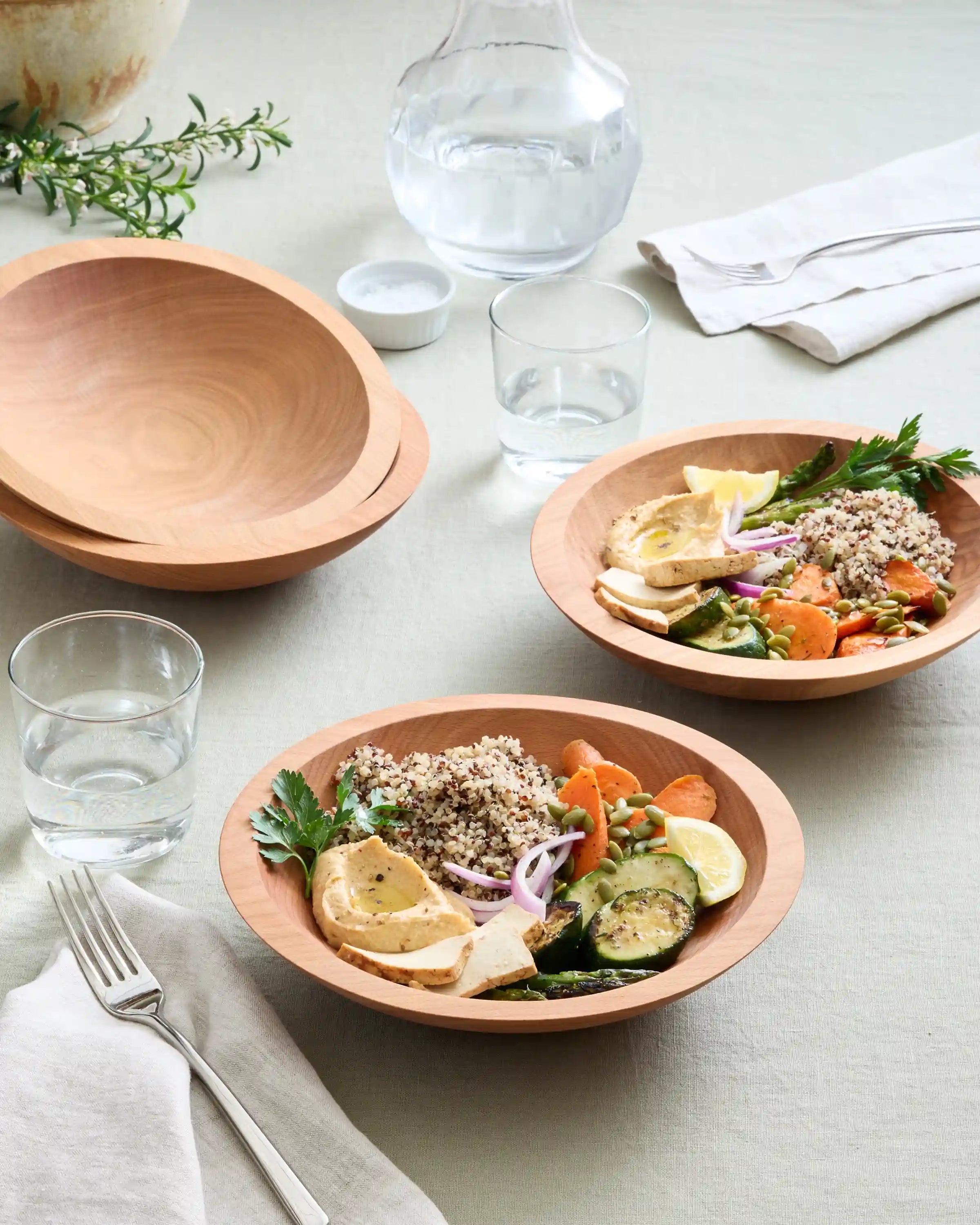 Handcrafted Wooden Bowls, Set of 4