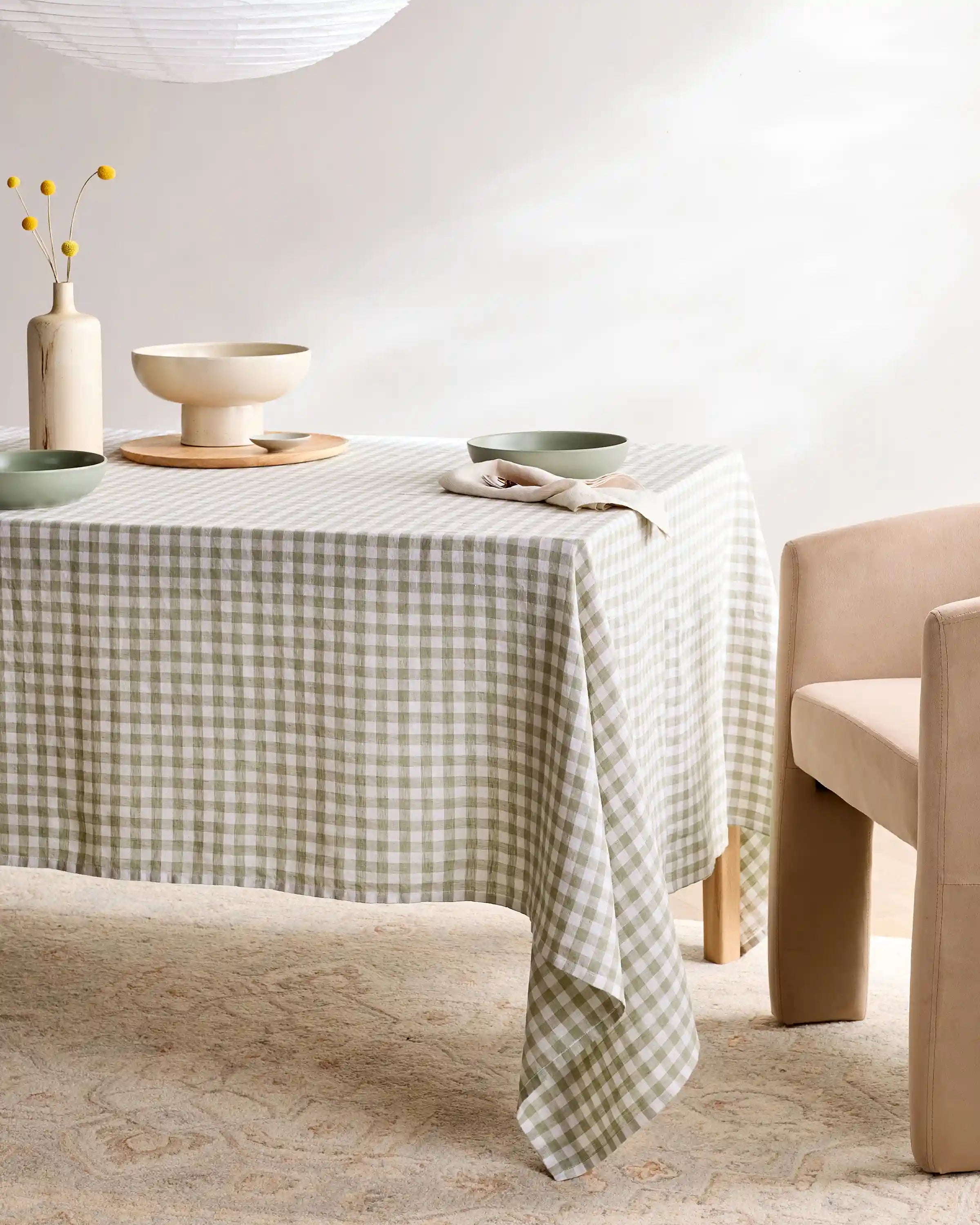 European Linen Gingham Tablecloth