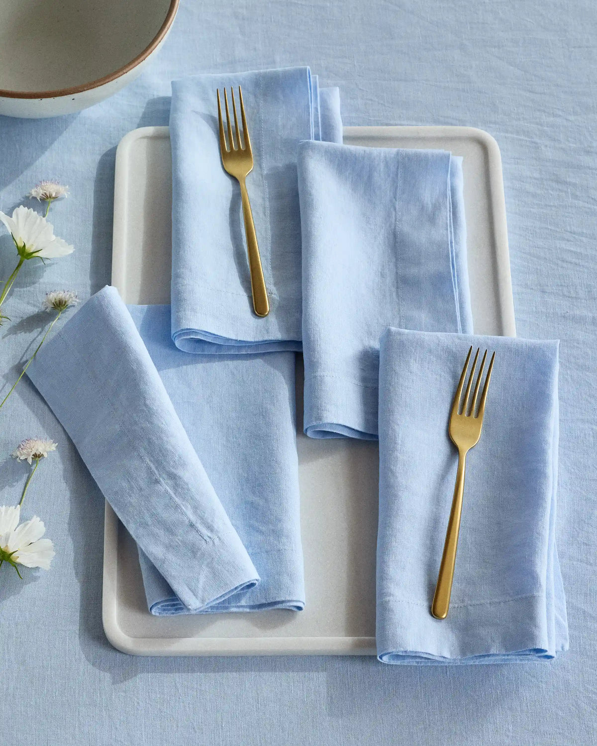 European Linen Wide-Hem Napkins, Set of 4
