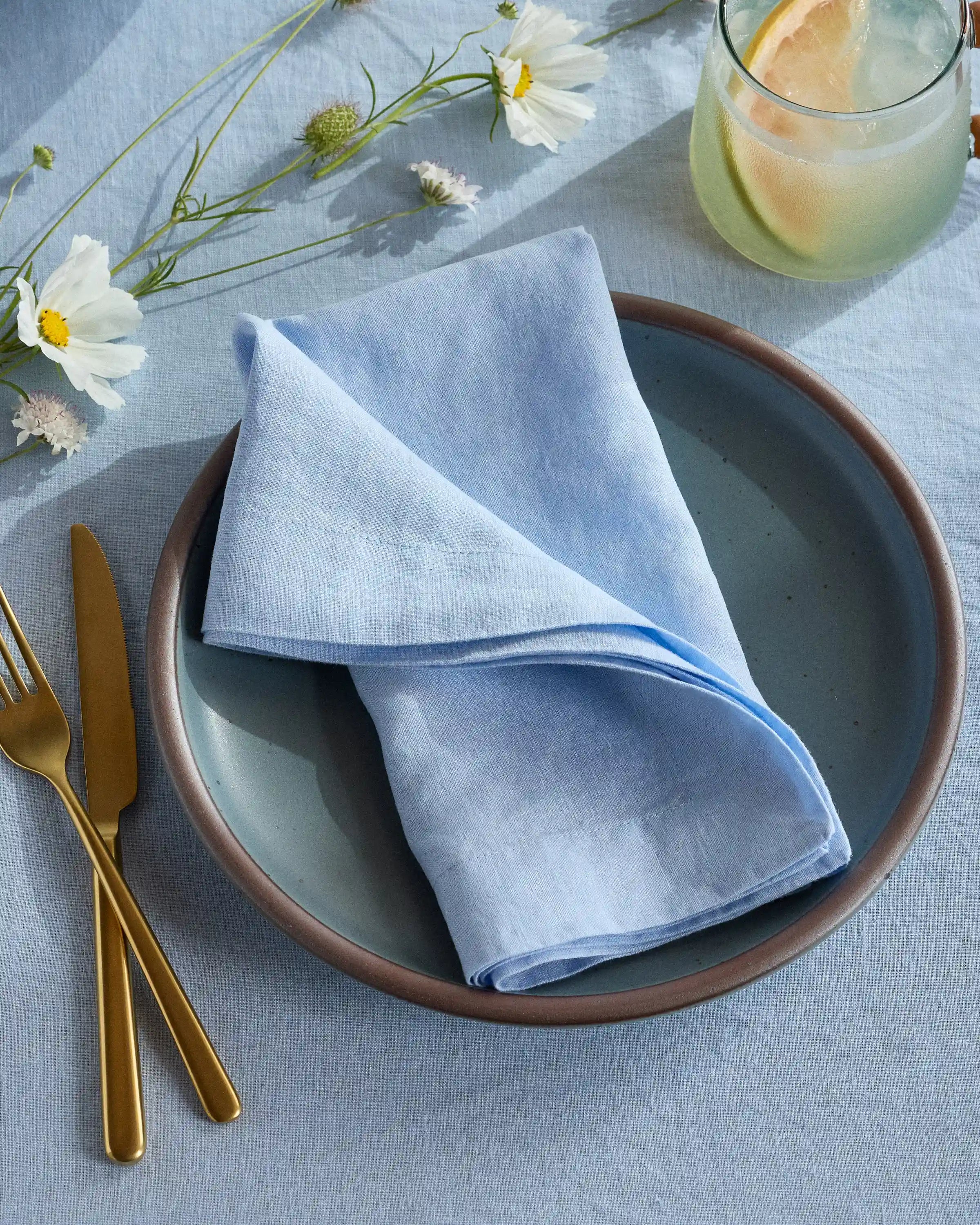 European Linen Wide-Hem Napkins, Set of 4