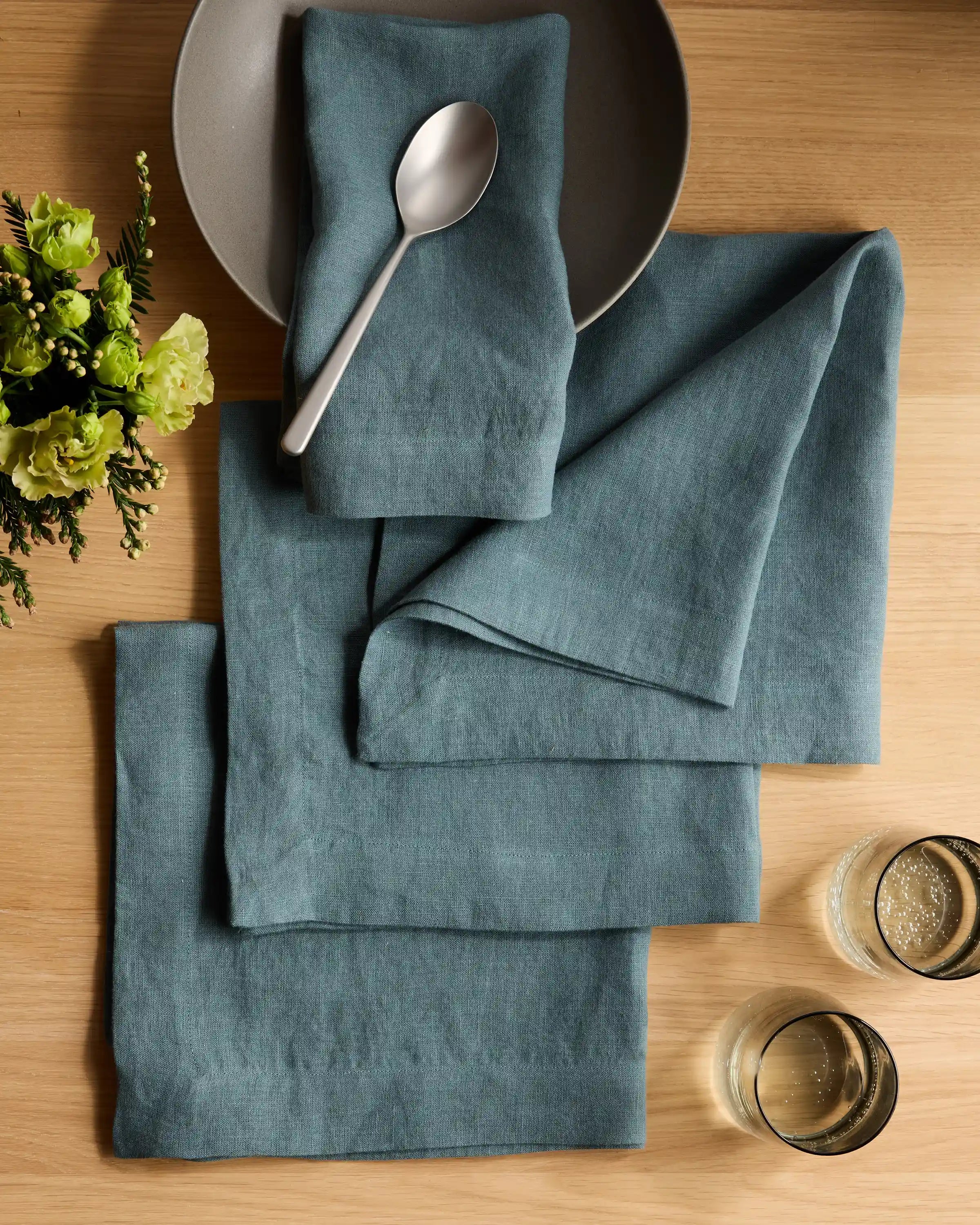 European Linen Wide-Hem Napkins, Set of 12
