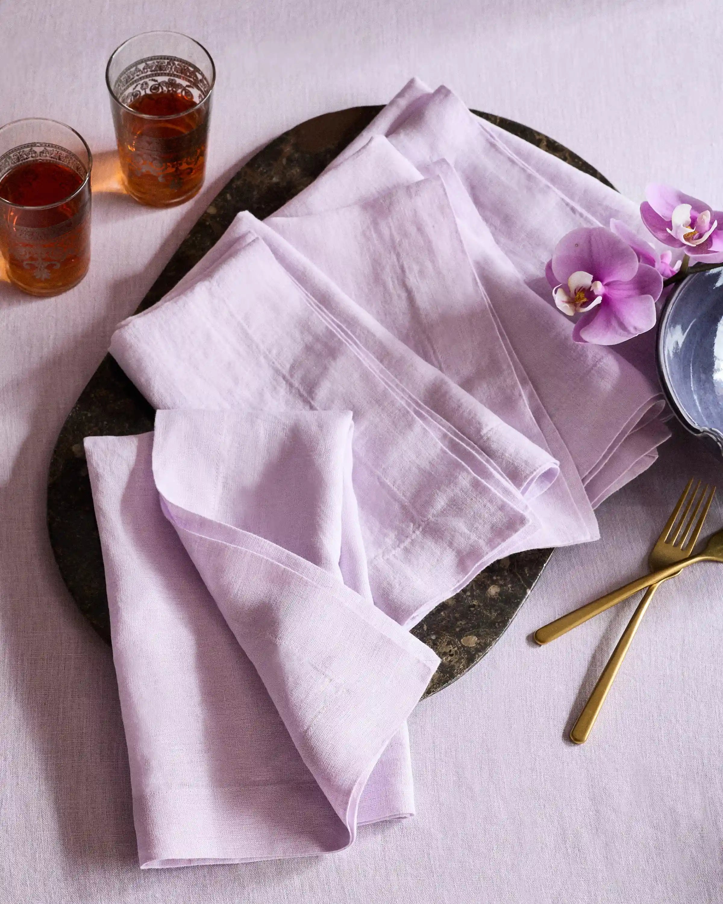 European Linen Wide-Hem Napkins, Set of 4
