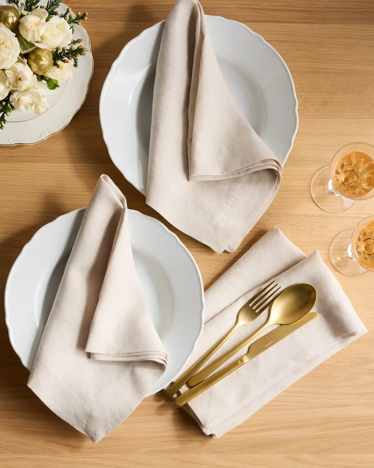 European Linen Wide-Hem Napkins, Set of 4