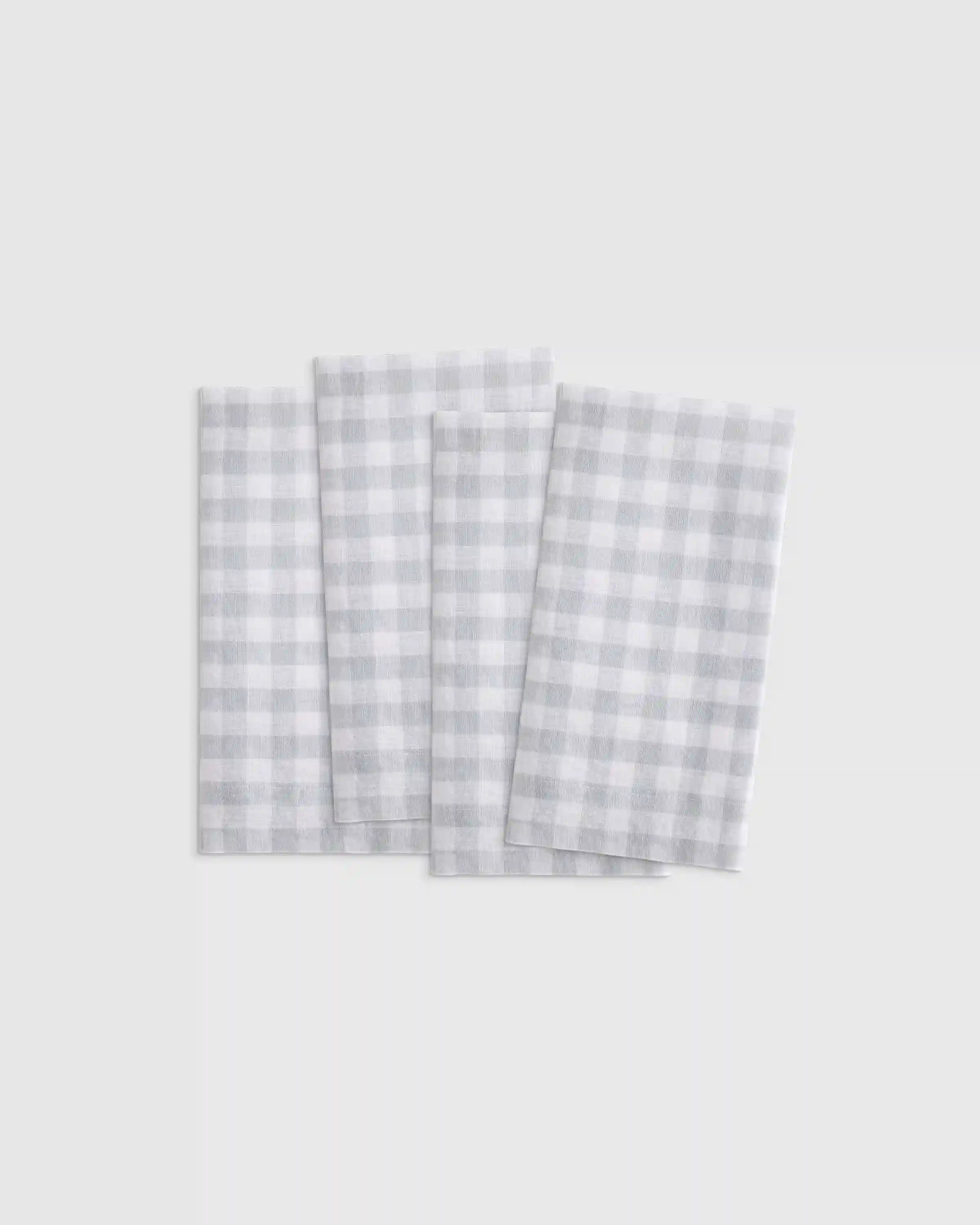 European Linen Wide-Hem Gingham Napkins, Set of 4