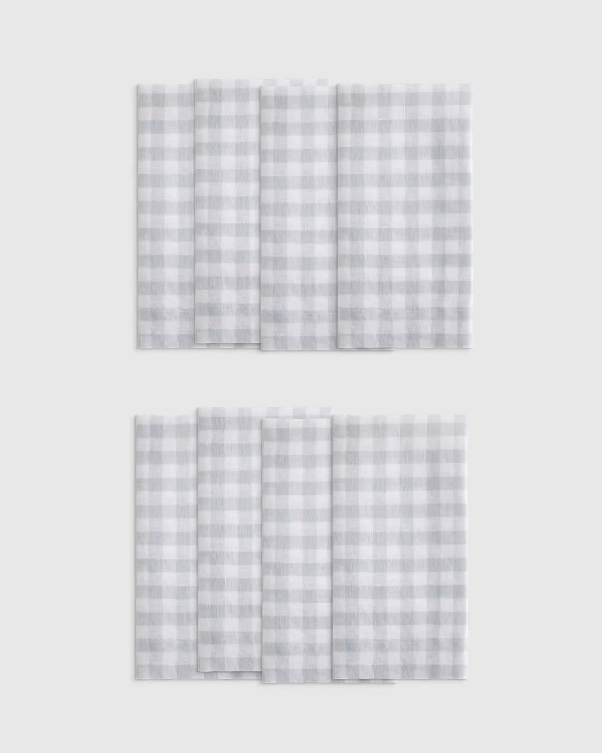 European Linen Wide-Hem Gingham Napkins, Set of 8