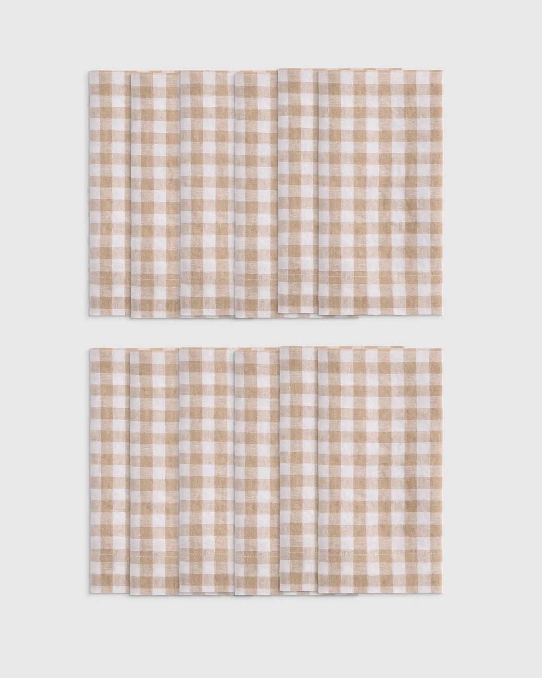 European Linen Wide-Hem Gingham Napkins, Set of 12