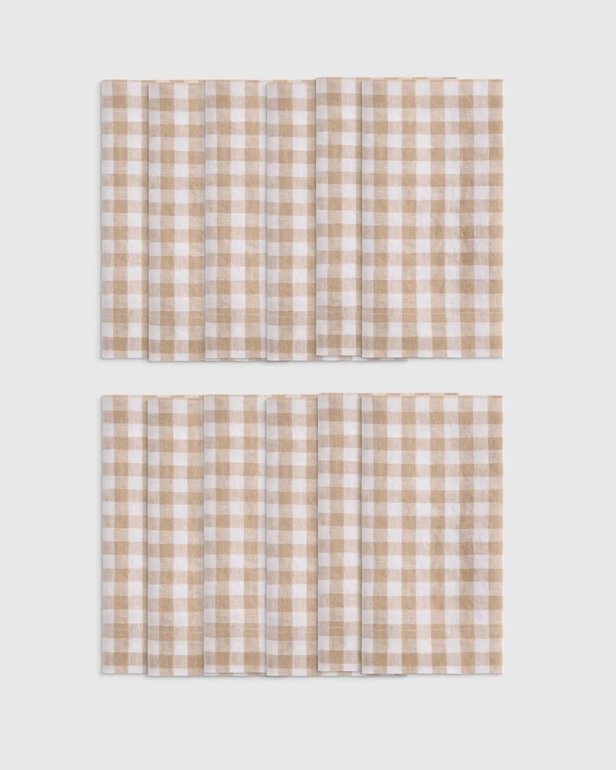 European Linen Wide-Hem Gingham Napkins, Set of 12