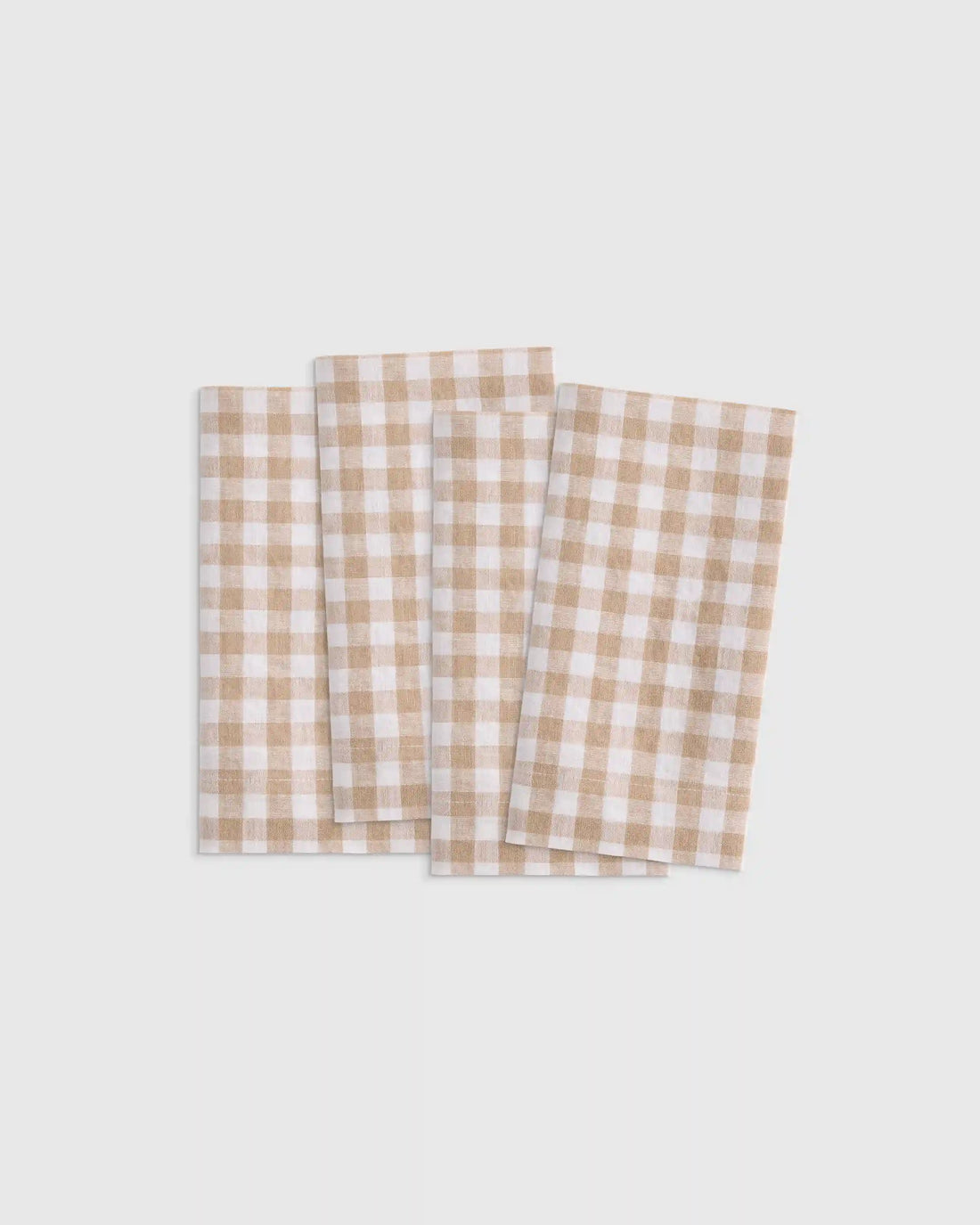 European Linen Wide-Hem Gingham Napkins, Set of 4