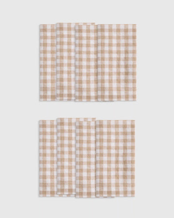 European Linen Wide-Hem Gingham Napkins, Set of 8