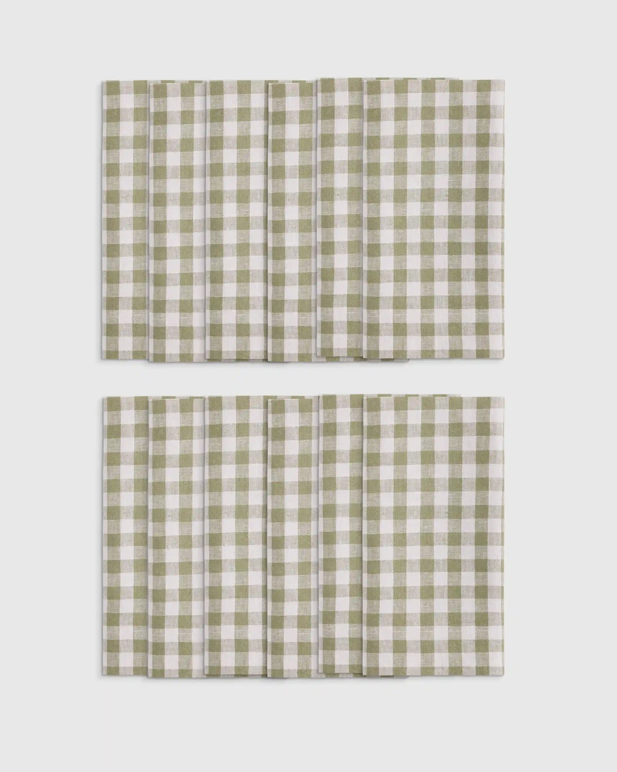 European Linen Wide-Hem Gingham Napkins, Set of 12