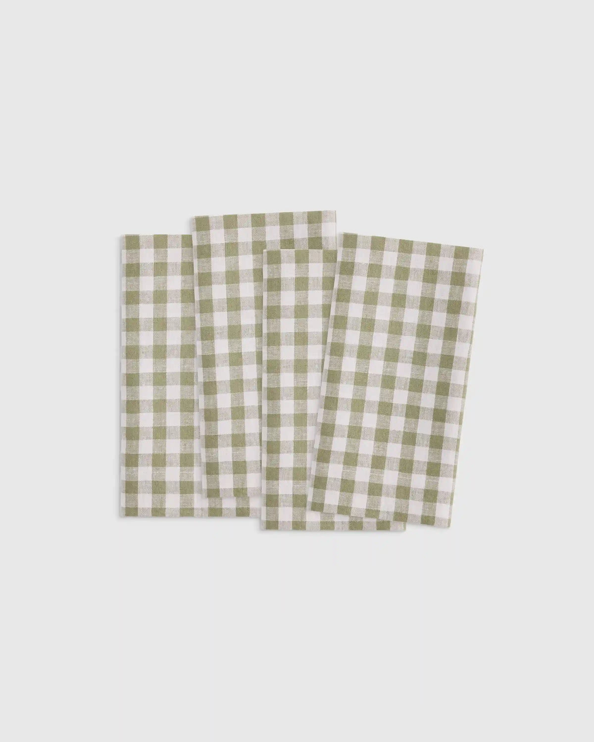 European Linen Wide-Hem Gingham Napkins, Set of 4