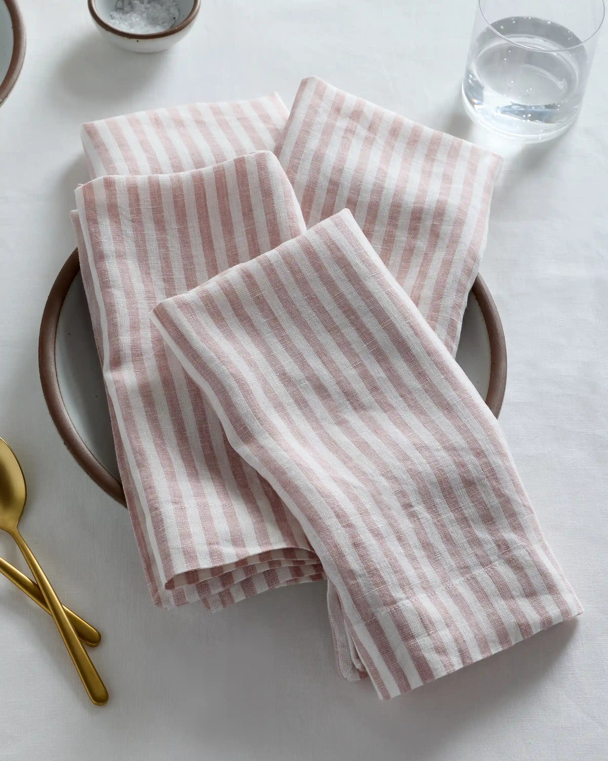 European Linen Wide-Hem Stripe Napkins, Set of 12